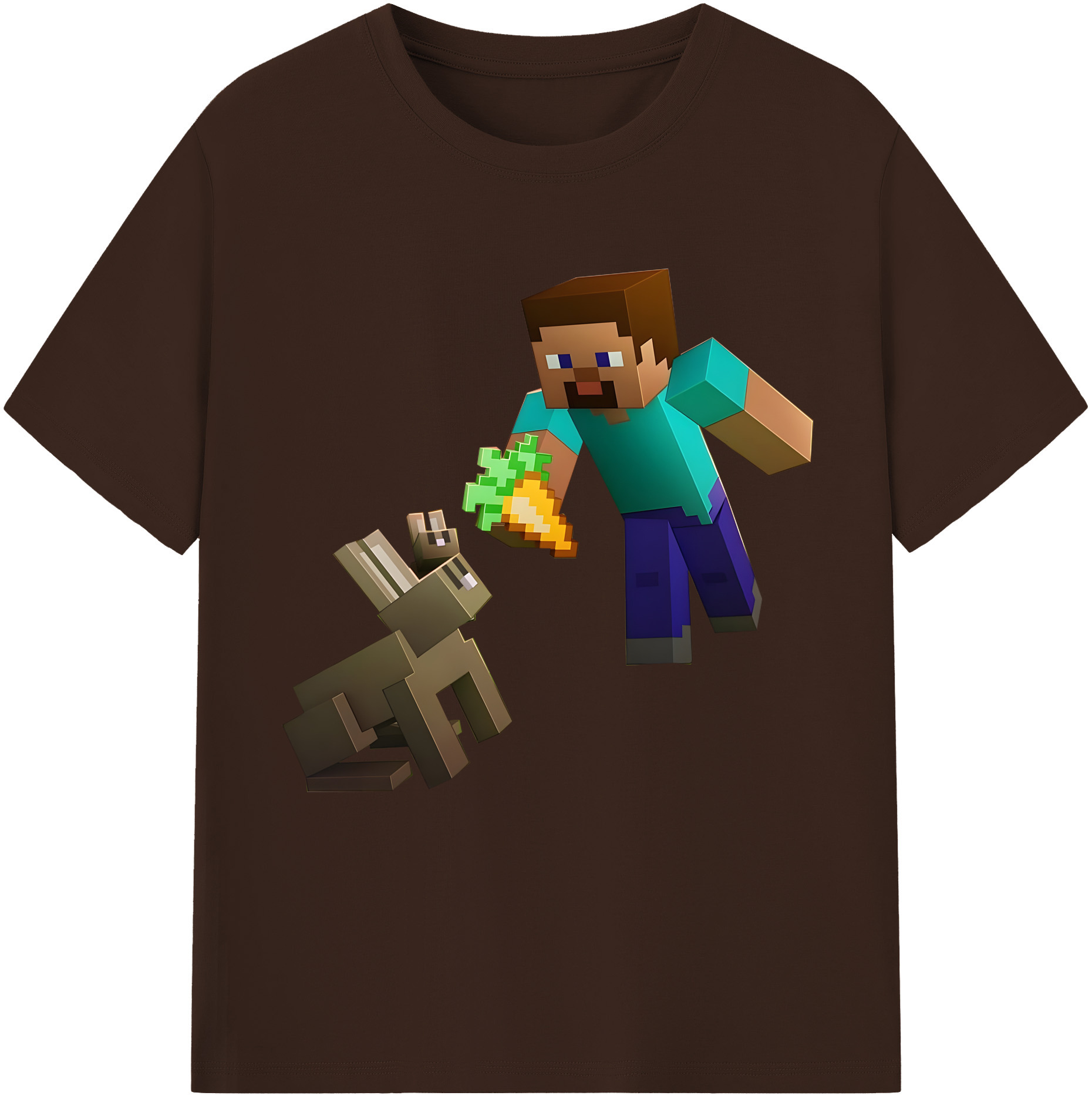 （画像用） マインクラフト ブロックの世界 Minecraft MC Block world 綿100％半袖Tシャツ（フロントプリント）