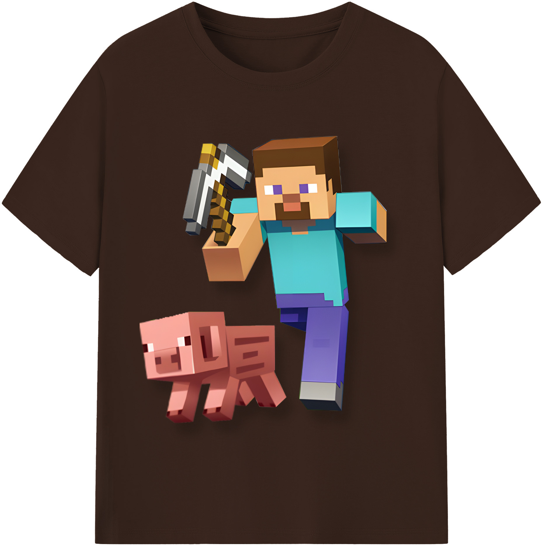 （画像用） マインクラフト ブロックの世界 Minecraft MC Block world 綿100％半袖Tシャツ（フロントプリント）