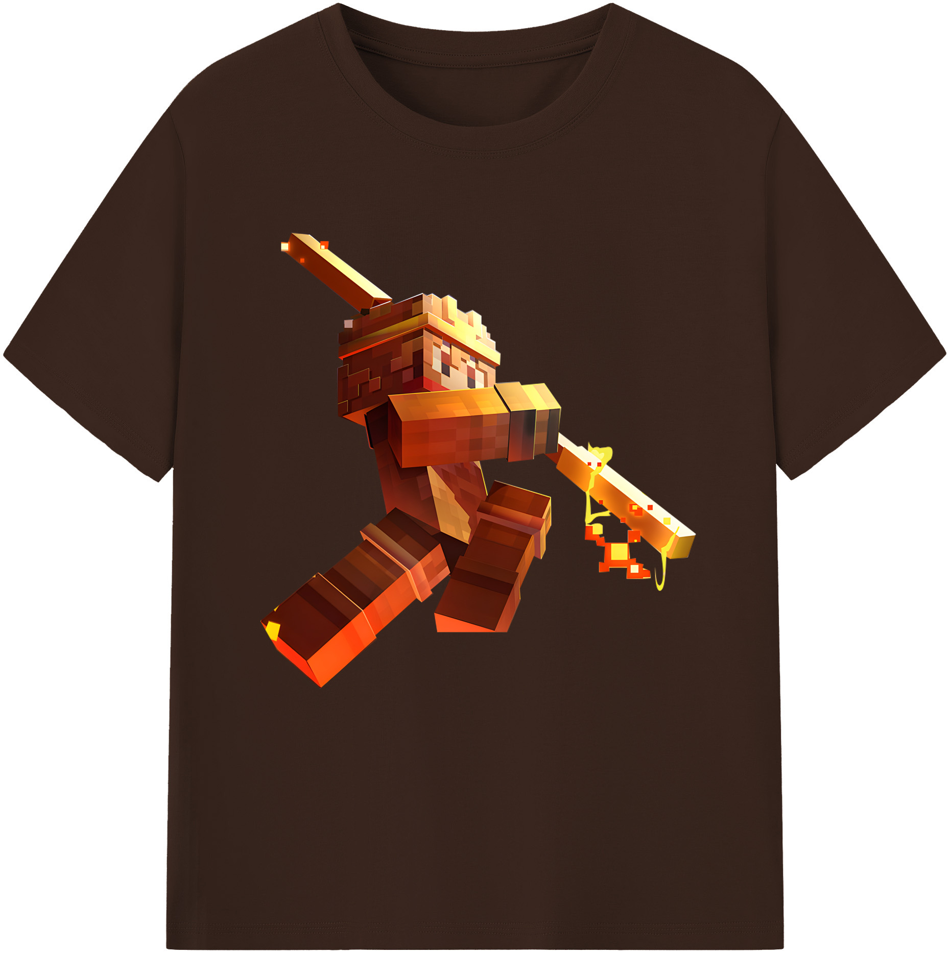 （画像用） マインクラフト ブロックの世界 Minecraft MC Block world 綿100％半袖Tシャツ（フロントプリント）