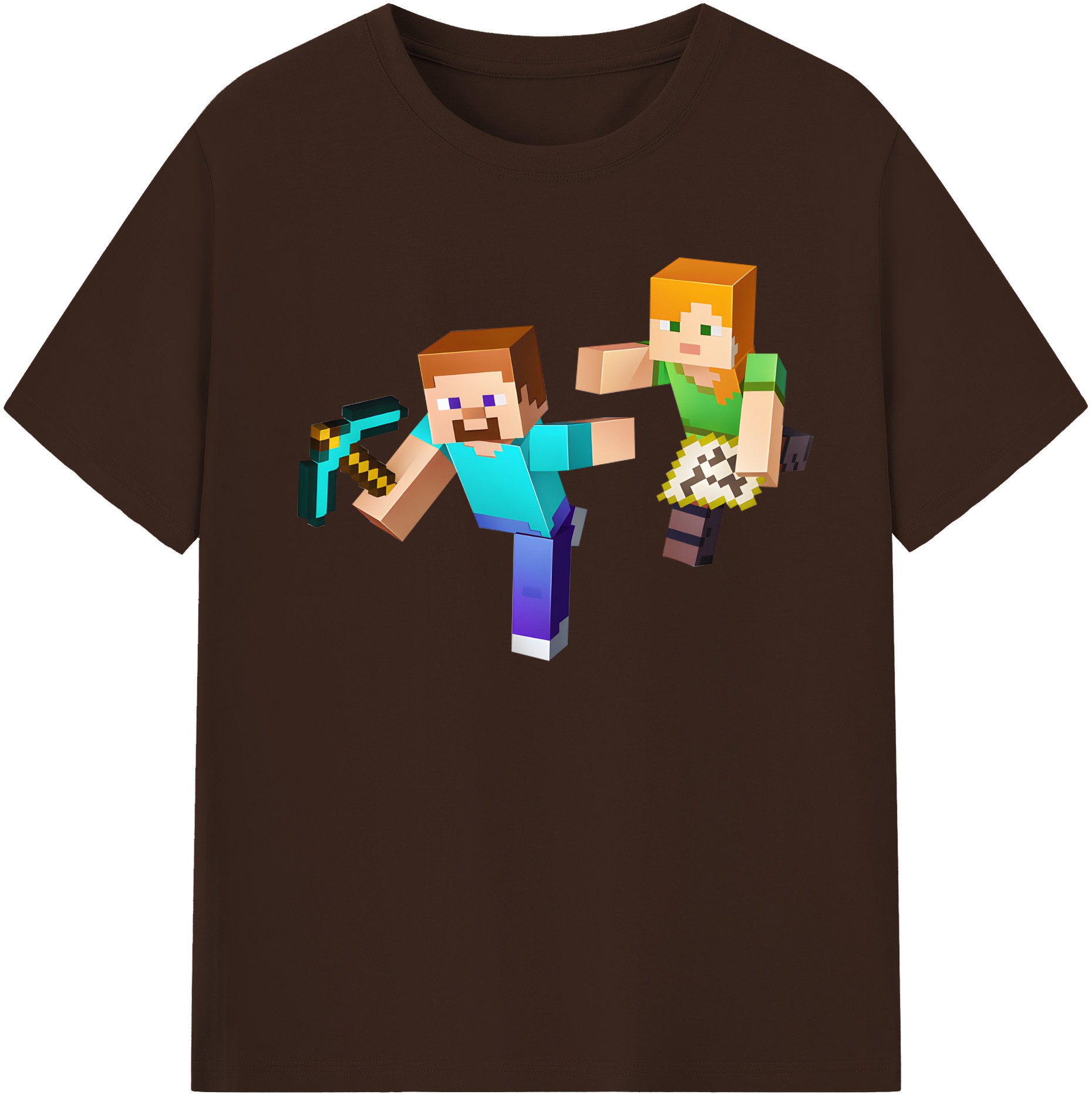 （画像用） マインクラフト ブロックの世界 Minecraft MC Block world 綿100％半袖Tシャツ（フロントプリント）