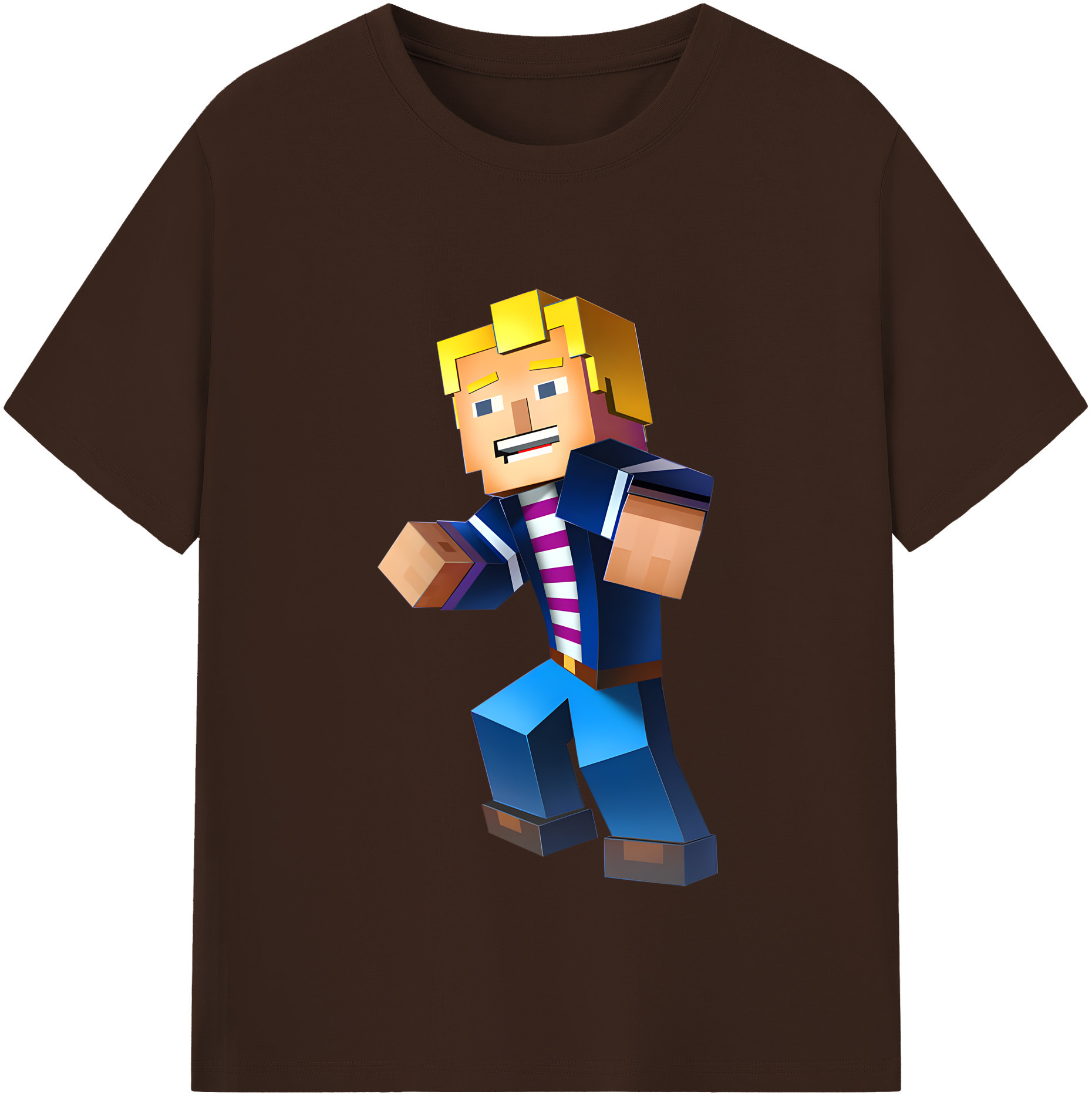 （画像用） マインクラフト ブロックの世界 Minecraft MC Block world 綿100％半袖Tシャツ（フロントプリント）