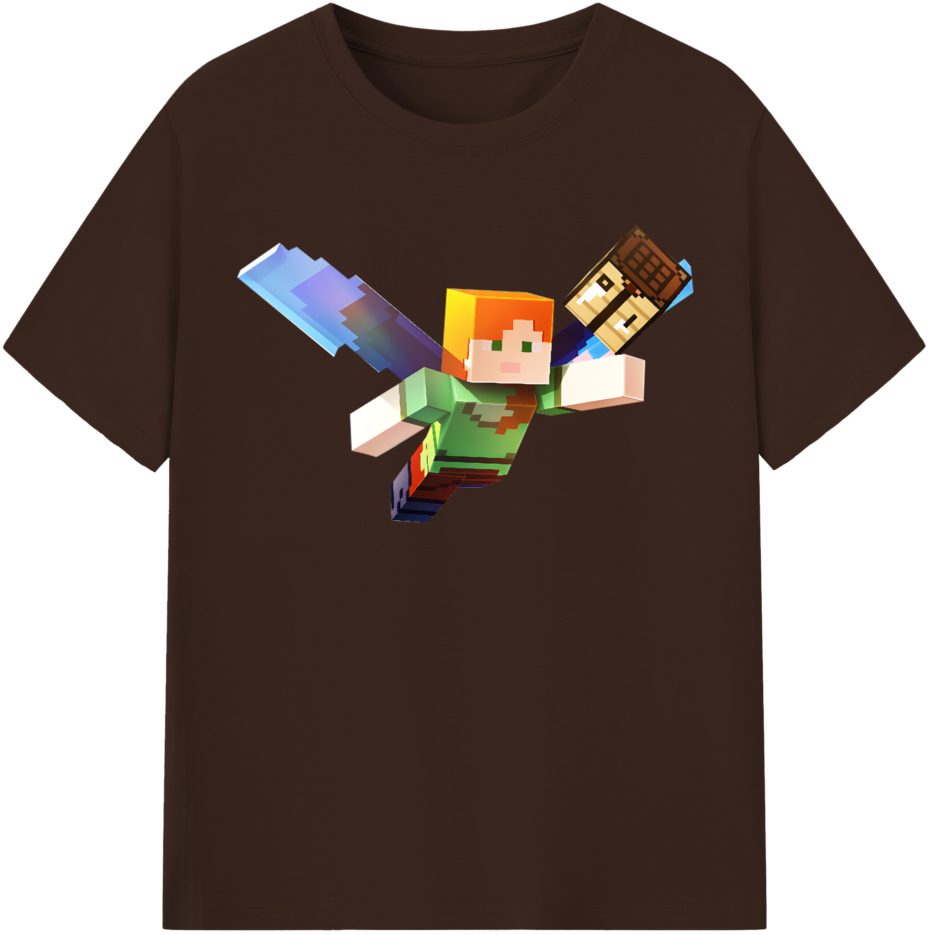 （画像用） マインクラフト ブロックの世界 Minecraft MC Block world 綿100％半袖Tシャツ（フロントプリント）