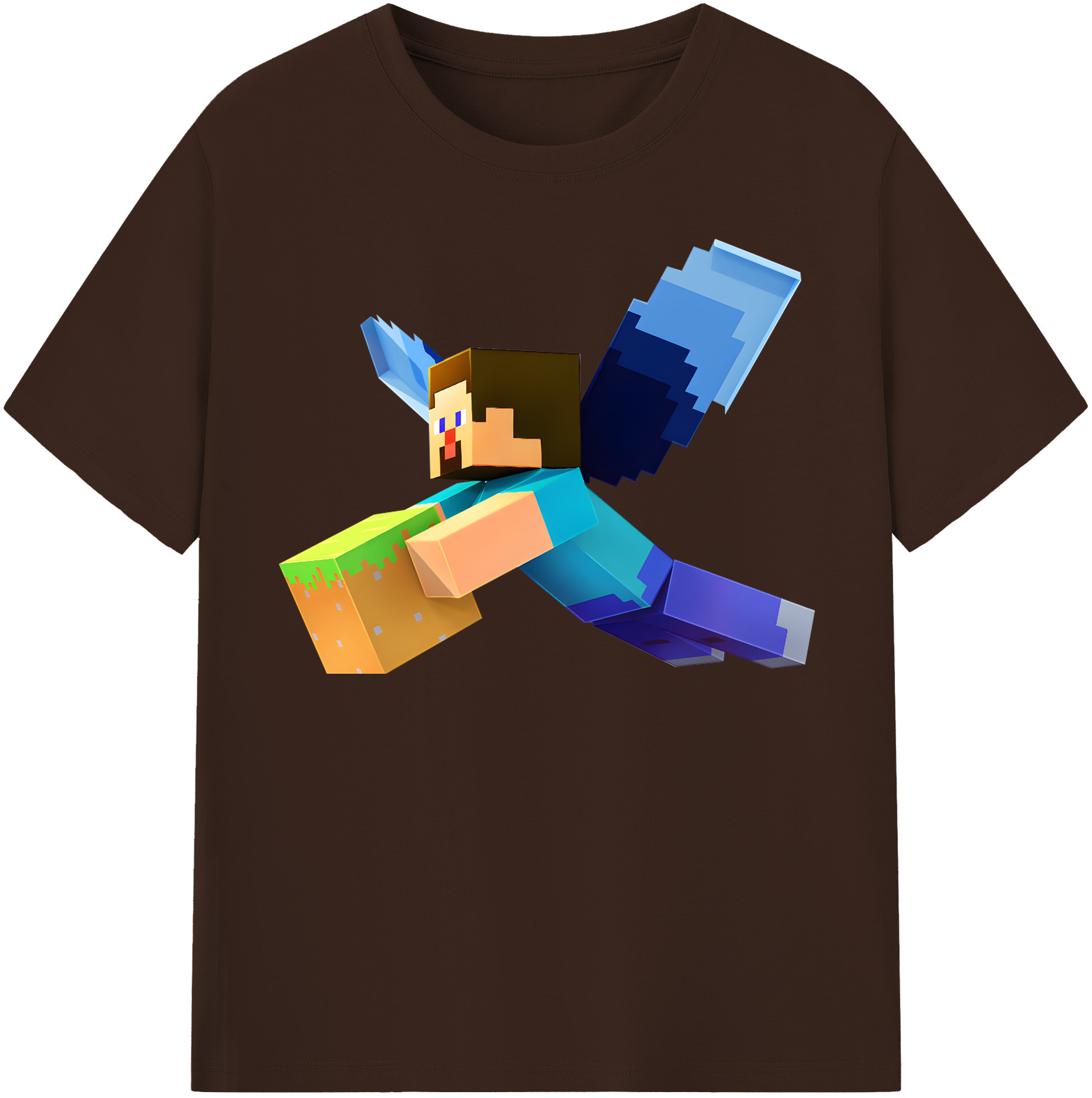 （画像用） マインクラフト ブロックの世界 Minecraft MC Block world 綿100％半袖Tシャツ（フロントプリント）