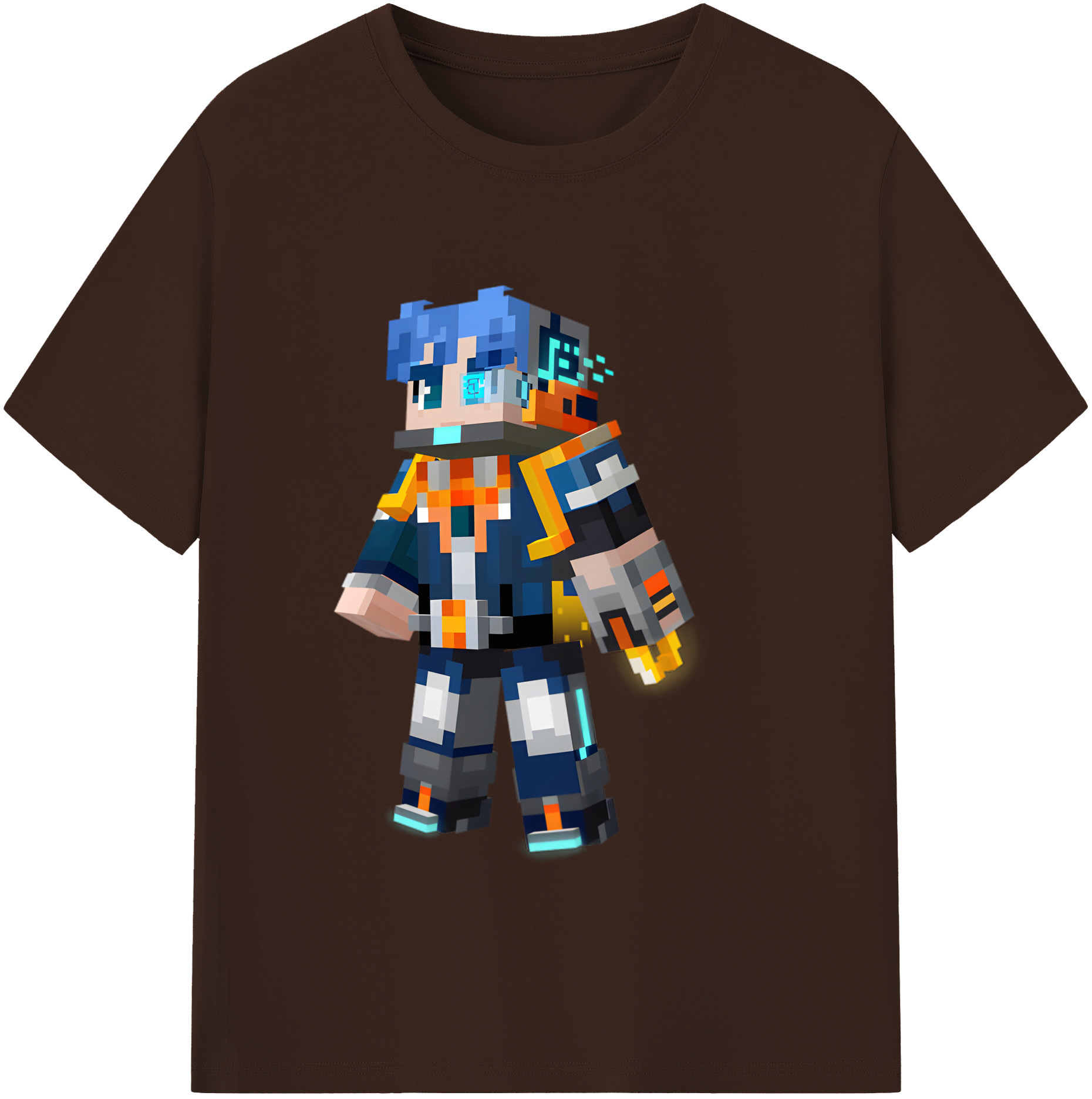 （画像用） マインクラフト ブロックの世界 Minecraft MC Block world 綿100％半袖Tシャツ（フロントプリント）