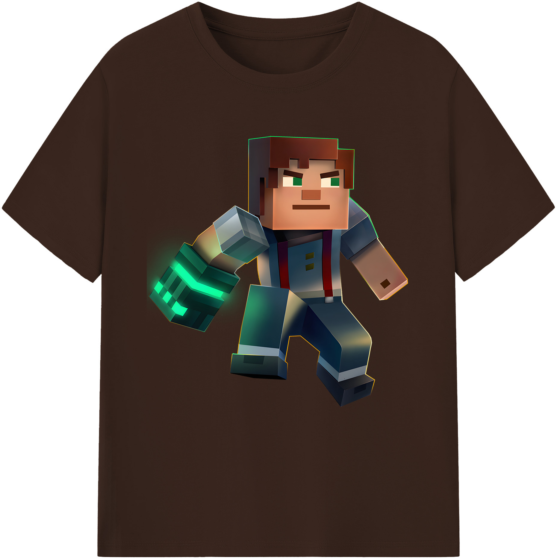 （画像用） マインクラフト ブロックの世界 Minecraft MC Block world 綿100％半袖Tシャツ（フロントプリント）