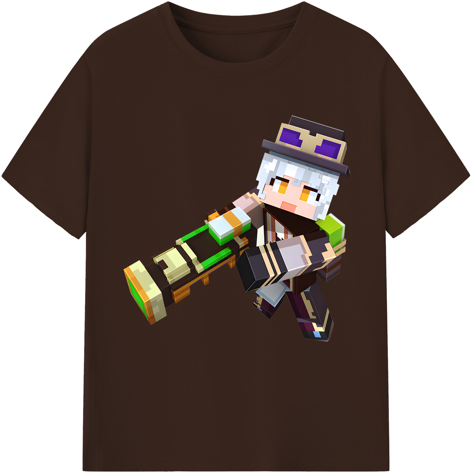 （画像用） マインクラフト ブロックの世界 Minecraft MC Block world 綿100％半袖Tシャツ（フロントプリント）