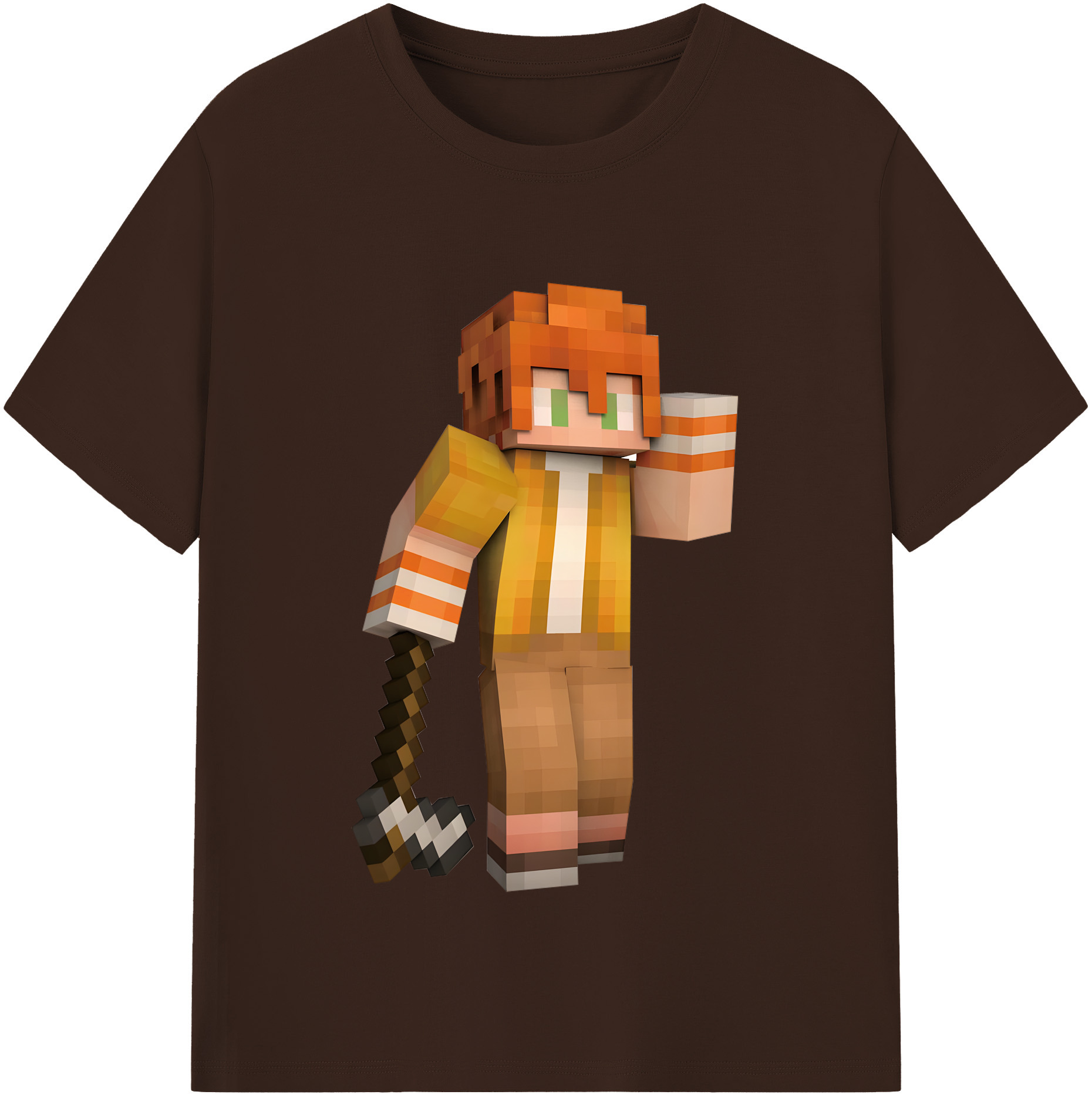 （画像用） マインクラフト ブロックの世界 Minecraft MC Block world 綿100％半袖Tシャツ（フロントプリント）