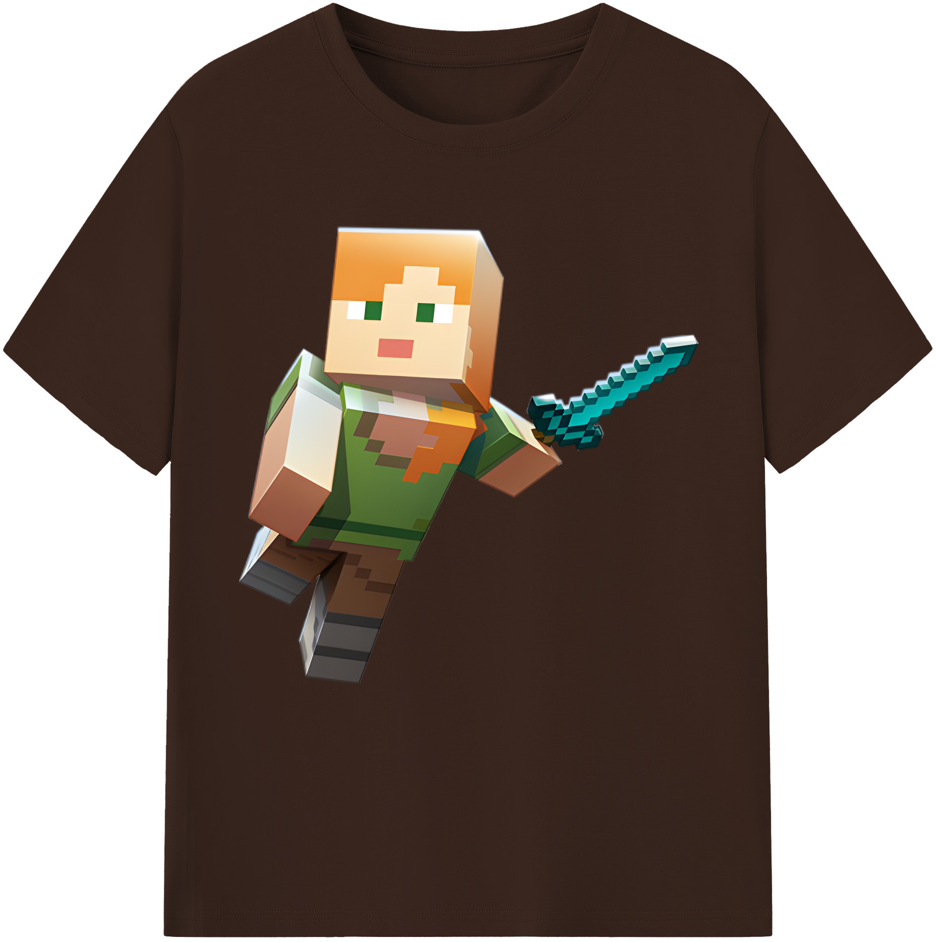（画像用） マインクラフト ブロックの世界 Minecraft MC Block world 綿100％半袖Tシャツ（フロントプリント）