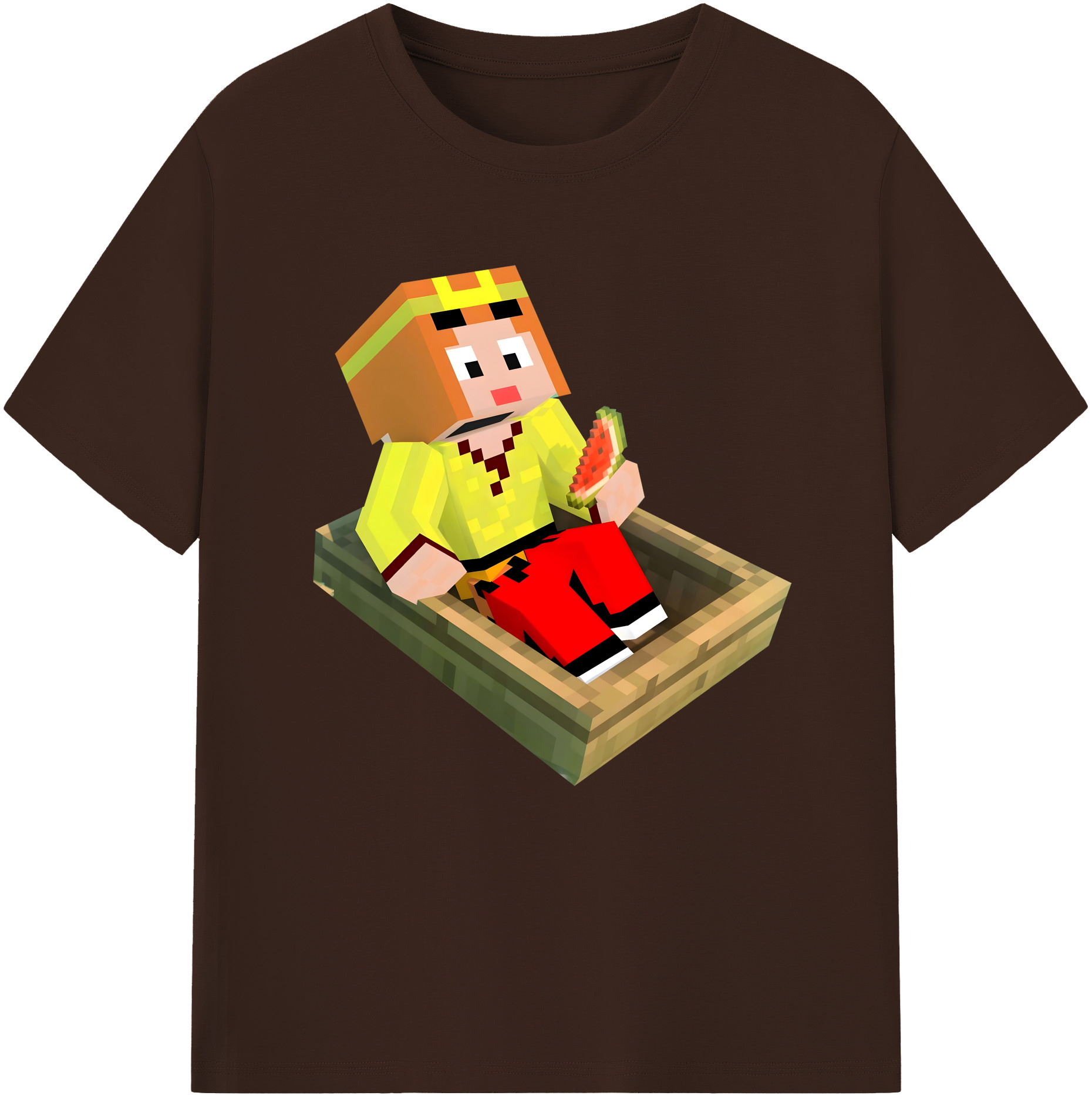 （画像用） マインクラフト ブロックの世界 Minecraft MC Block world 綿100％半袖Tシャツ（フロントプリント）