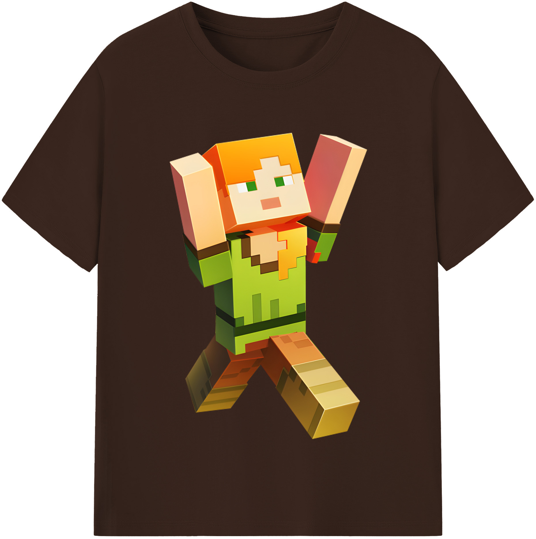 （画像用） マインクラフト ブロックの世界 Minecraft MC Block world 綿100％半袖Tシャツ（フロントプリント）