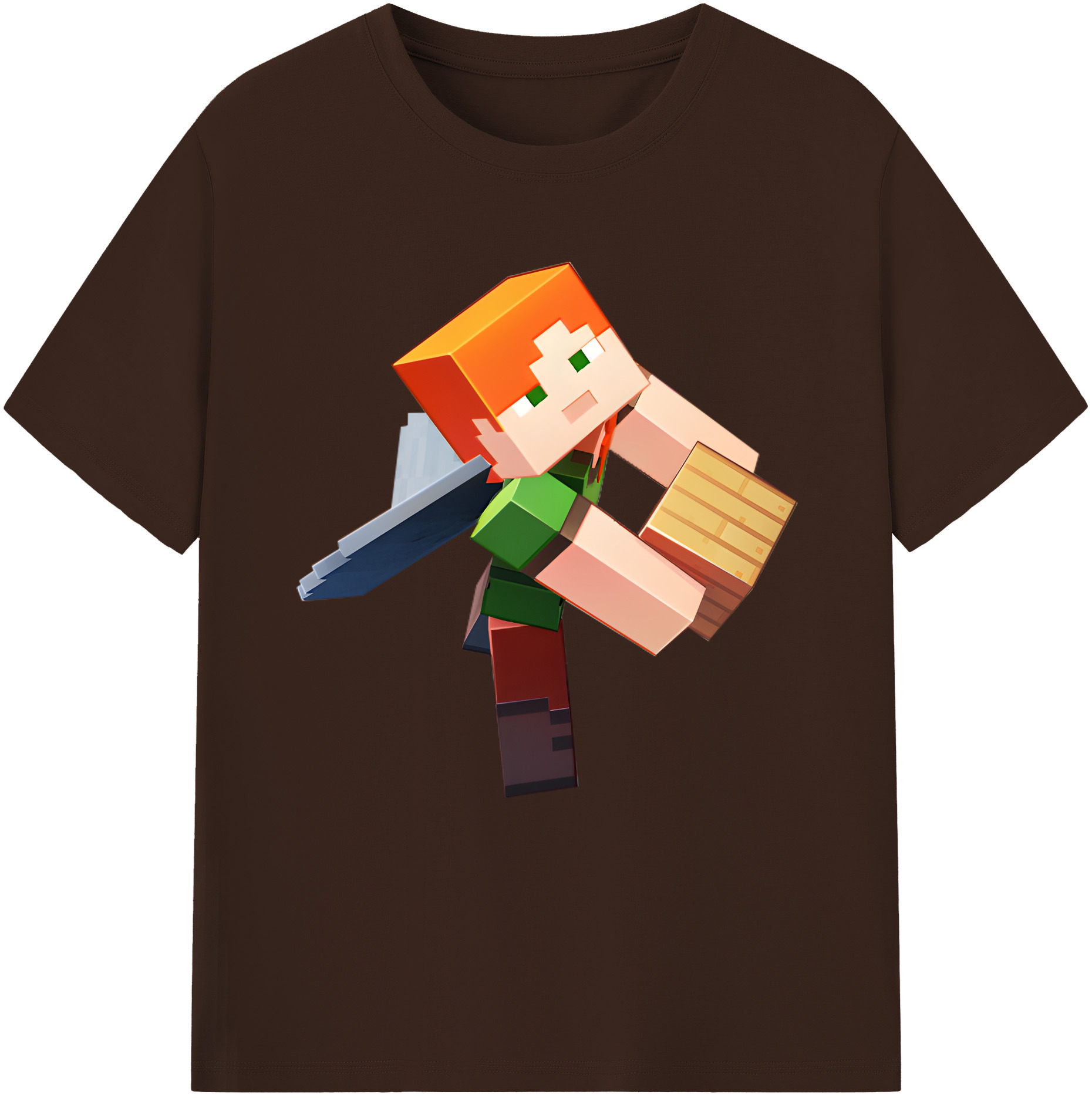 （画像用） マインクラフト ブロックの世界 Minecraft MC Block world 綿100％半袖Tシャツ（フロントプリント）