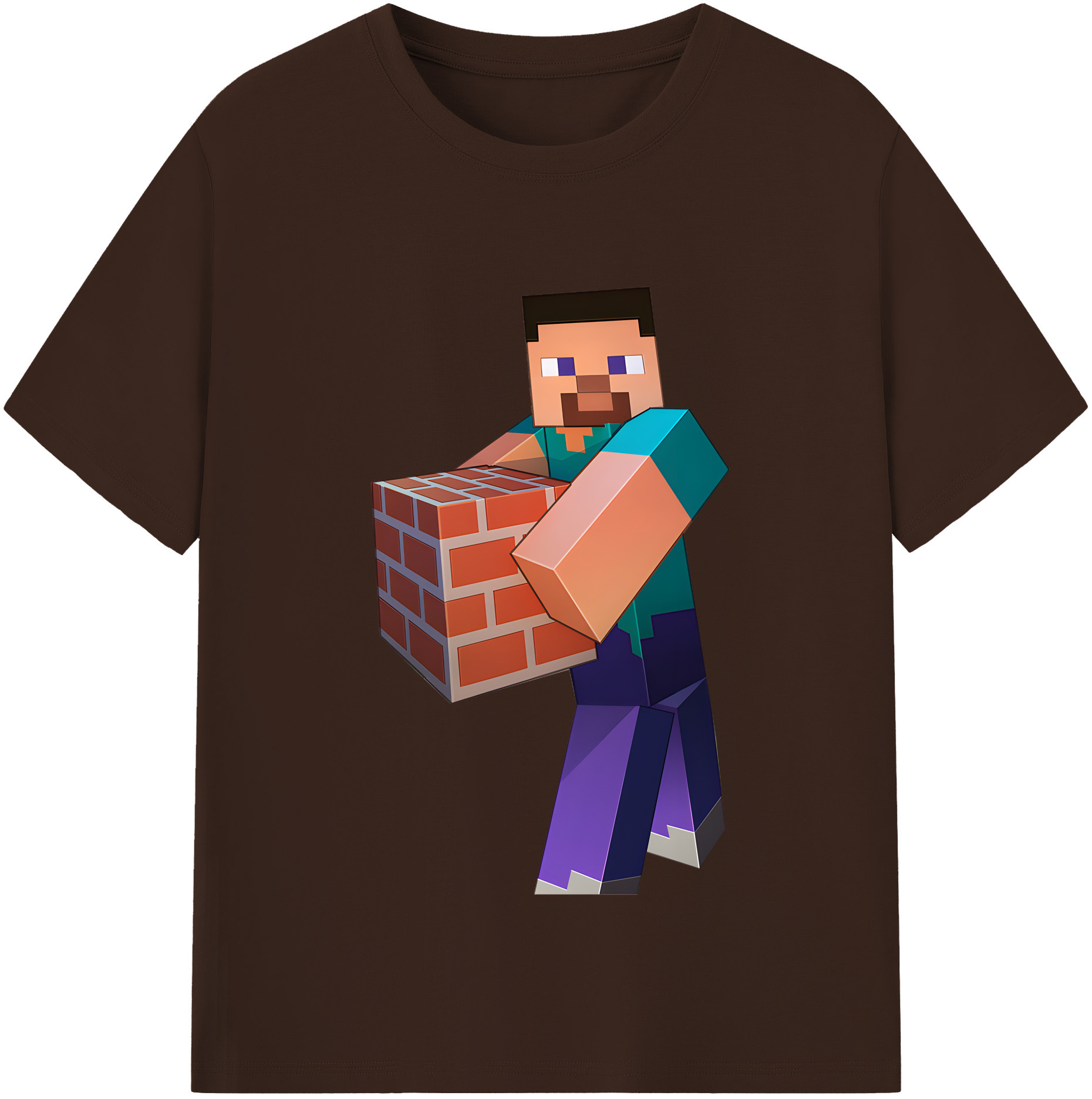 （画像用） マインクラフト ブロックの世界 Minecraft MC Block world 綿100％半袖Tシャツ（フロントプリント）