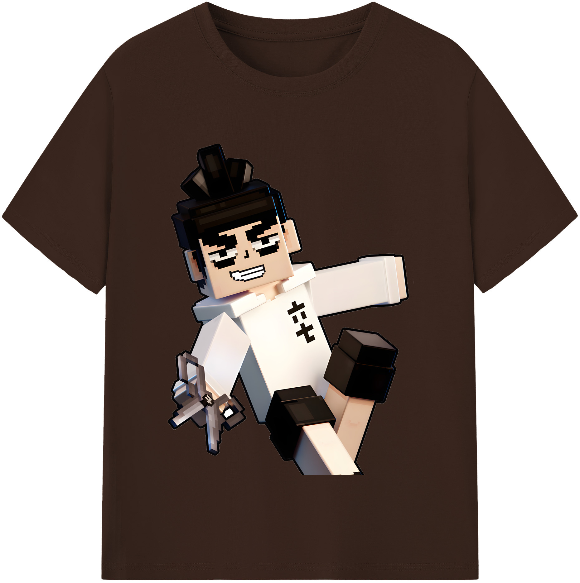 （画像用） マインクラフト ブロックの世界 Minecraft MC Block world 綿100％半袖Tシャツ（フロントプリント）