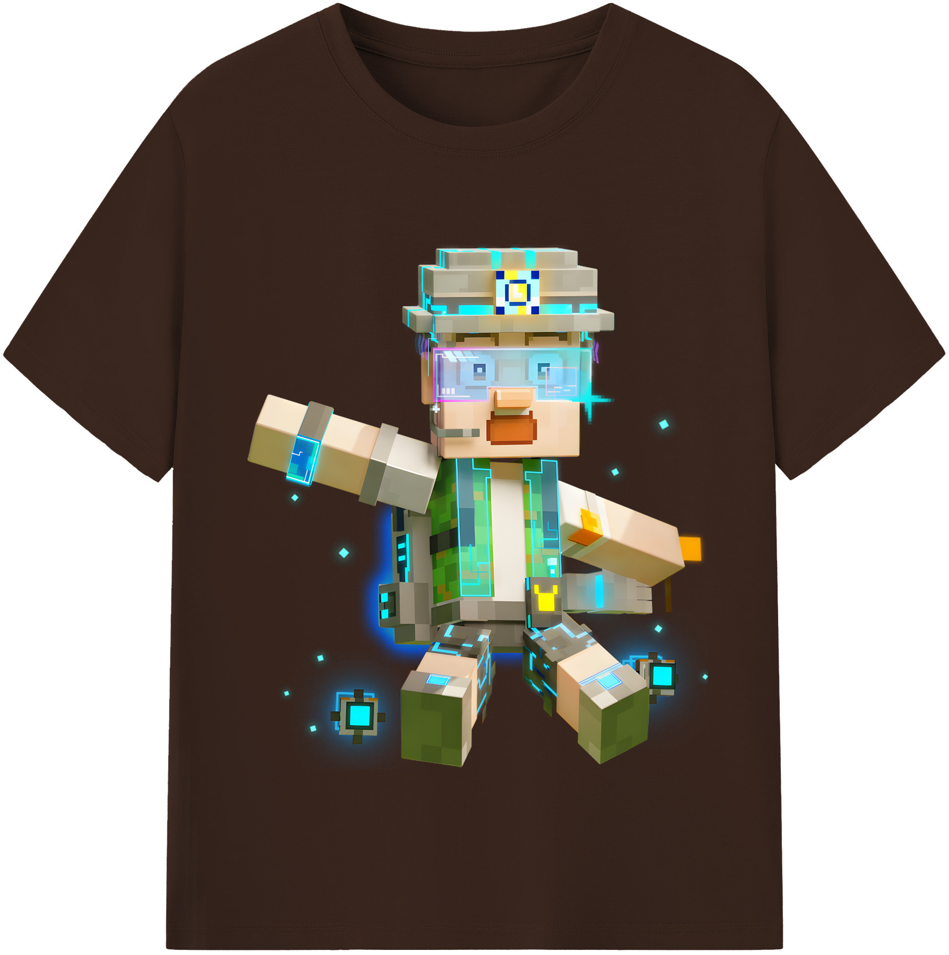 （画像用） マインクラフト ブロックの世界 Minecraft MC Block world 綿100％半袖Tシャツ（フロントプリント）