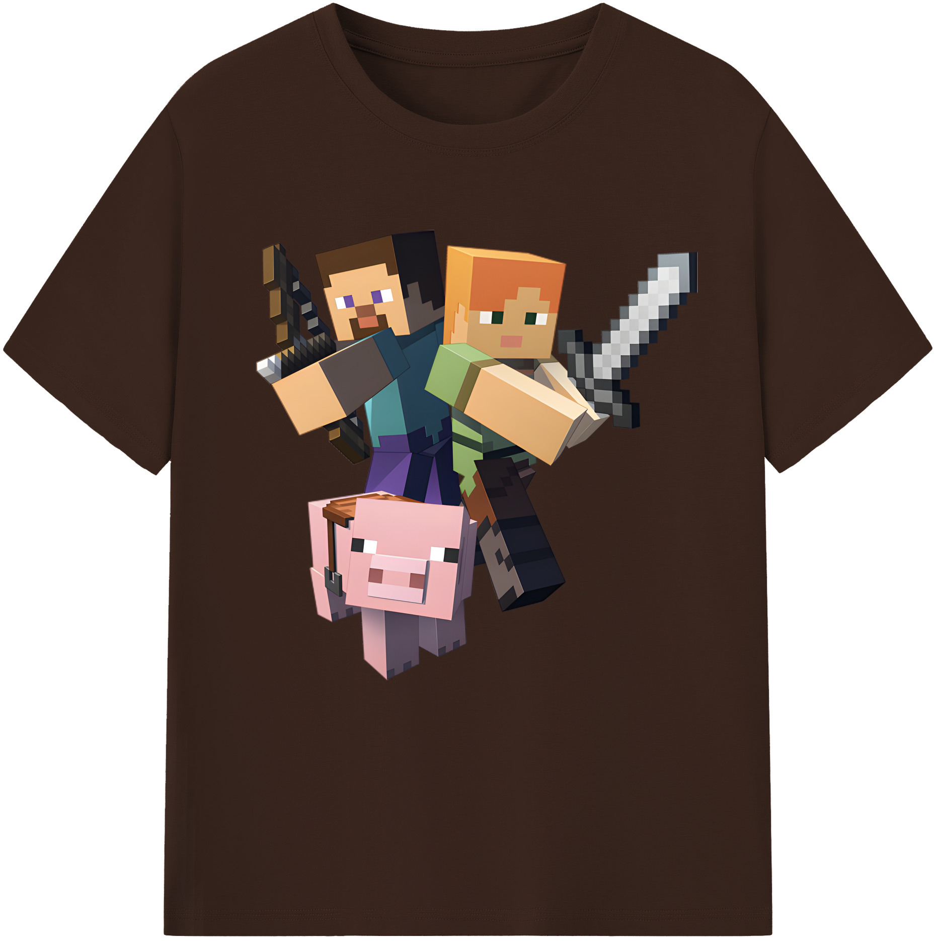 （画像用） マインクラフト ブロックの世界 Minecraft MC Block world 綿100％半袖Tシャツ（フロントプリント）