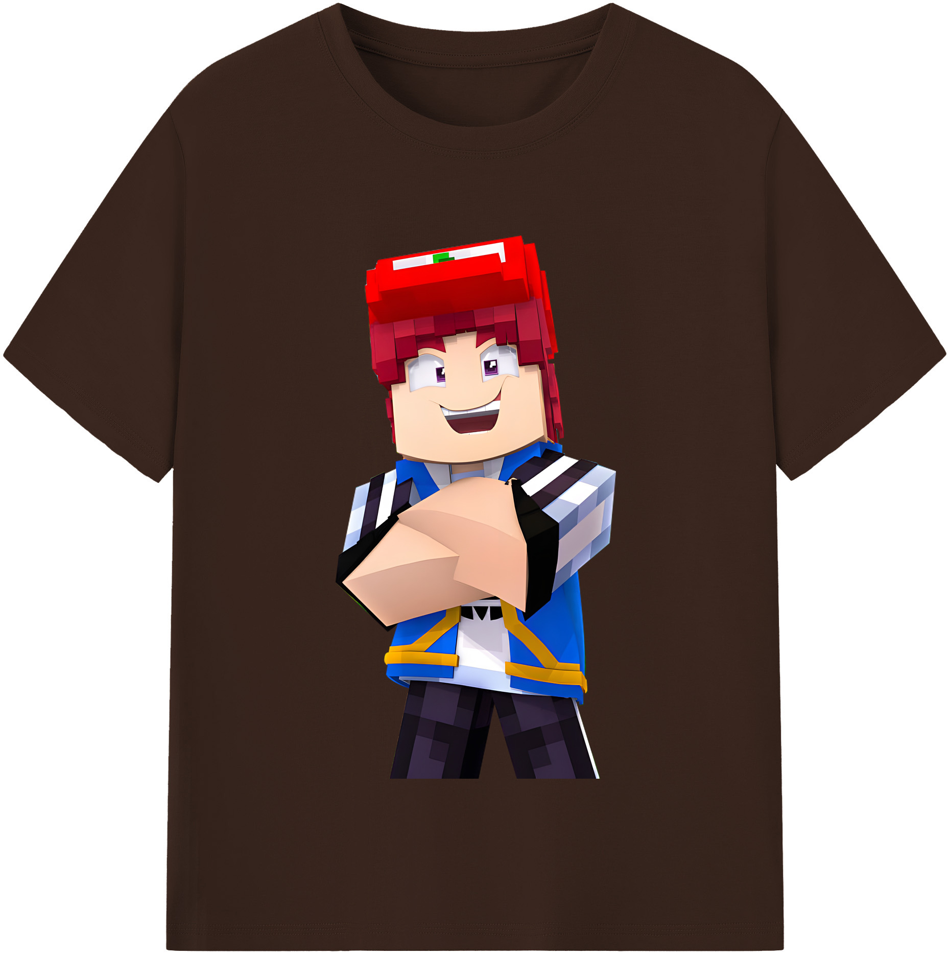 （画像用） マインクラフト ブロックの世界 Minecraft MC Block world 綿100％半袖Tシャツ（フロントプリント）