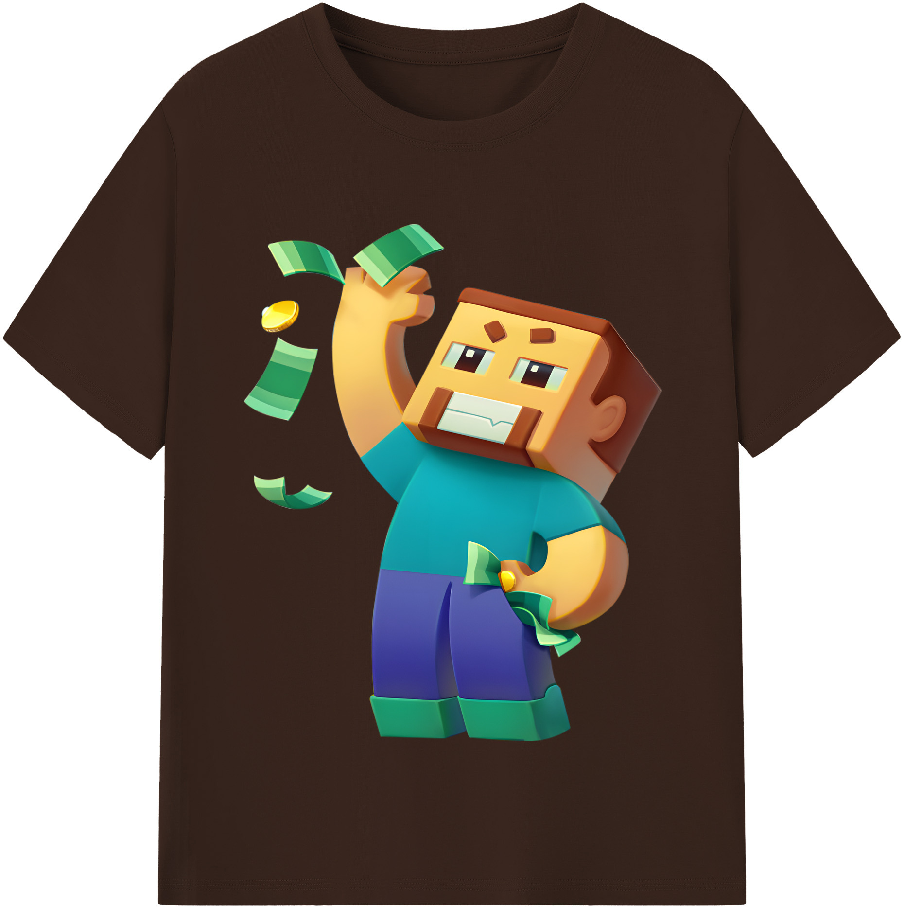 （画像用） マインクラフト ブロックの世界 Minecraft MC Block world 綿100％半袖Tシャツ（フロントプリント）