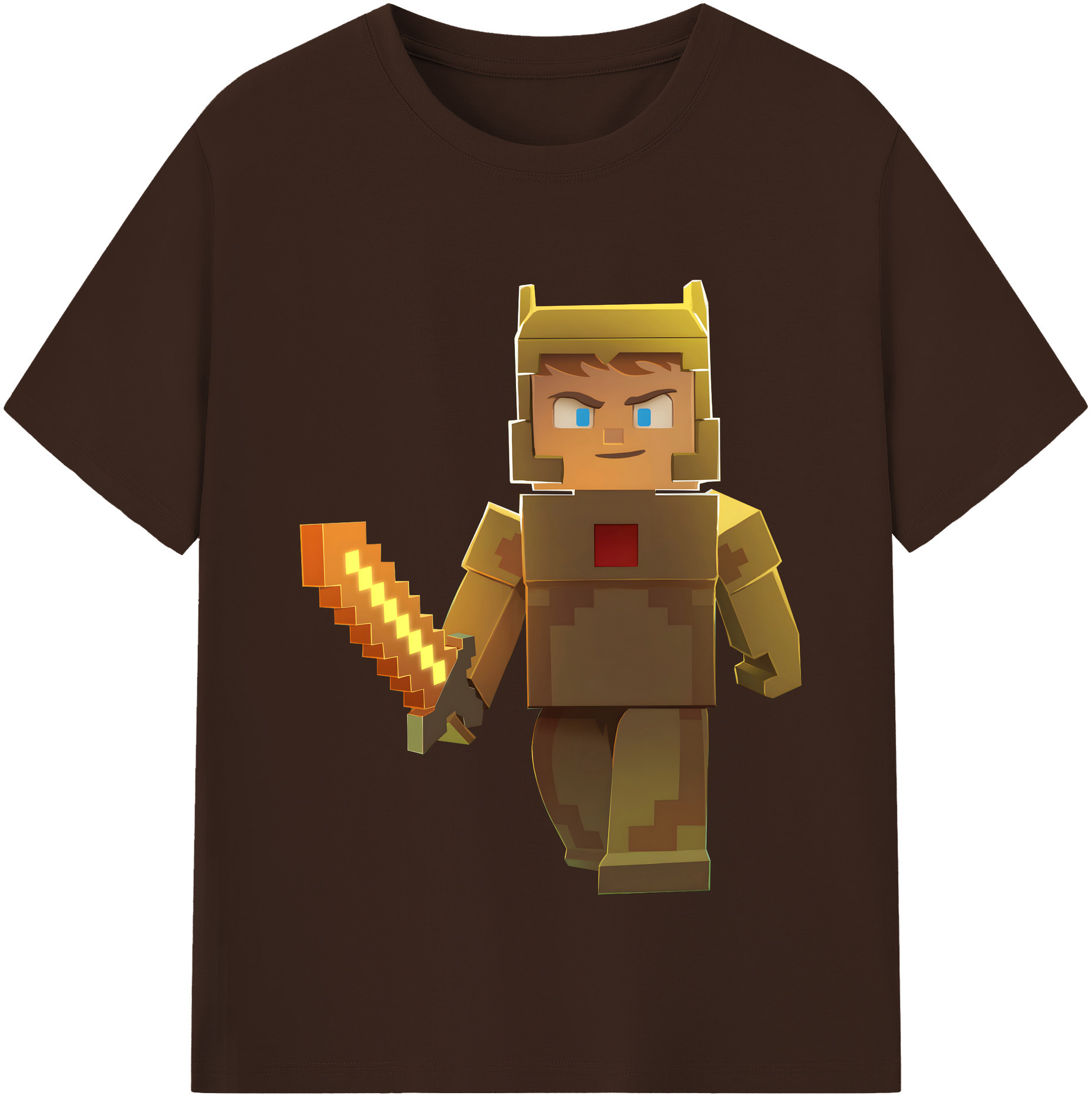 （画像用） マインクラフト ブロックの世界 Minecraft MC Block world 綿100％半袖Tシャツ（フロントプリント）