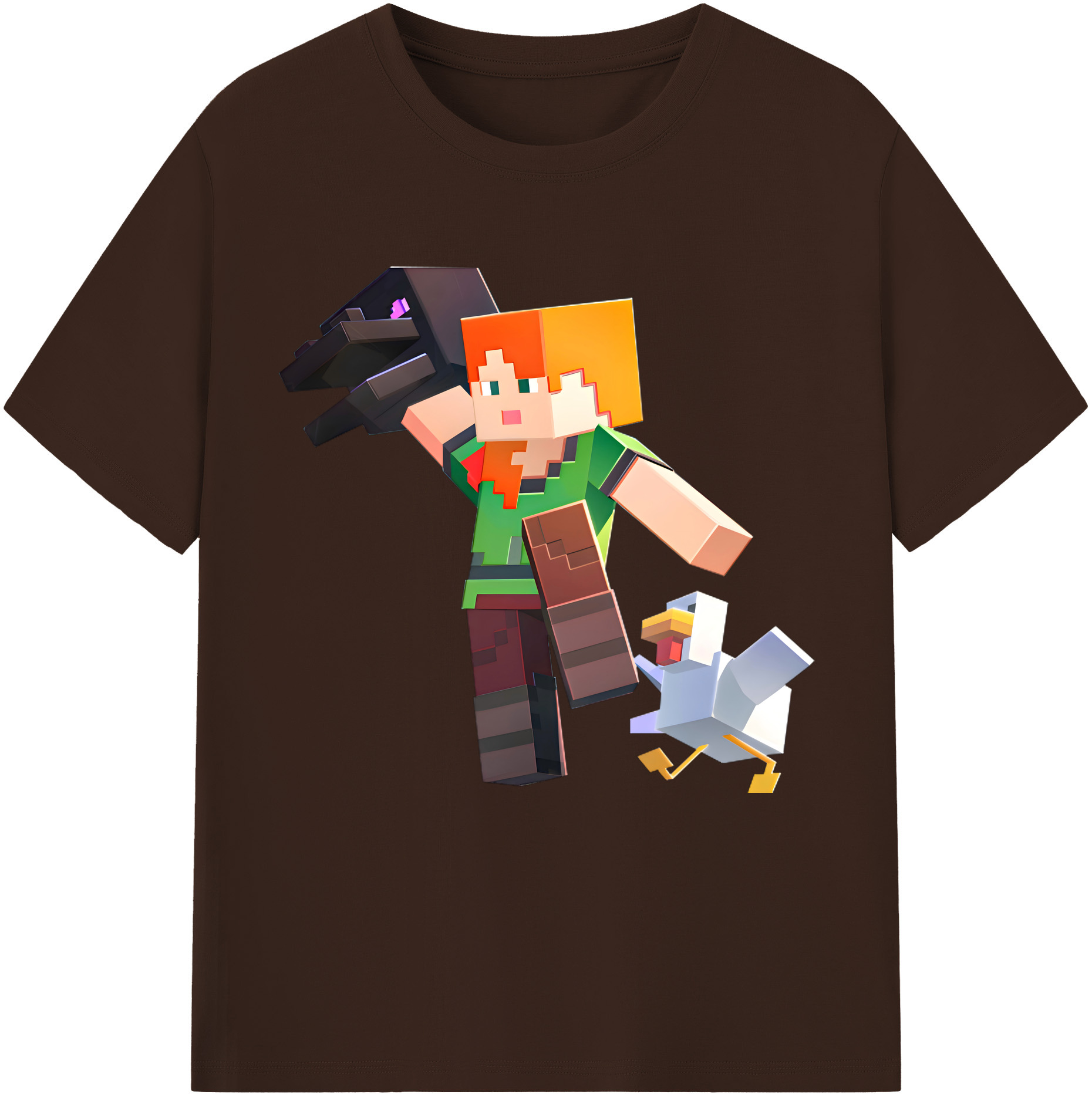 （画像用） マインクラフト ブロックの世界 Minecraft MC Block world 綿100％半袖Tシャツ（フロントプリント）