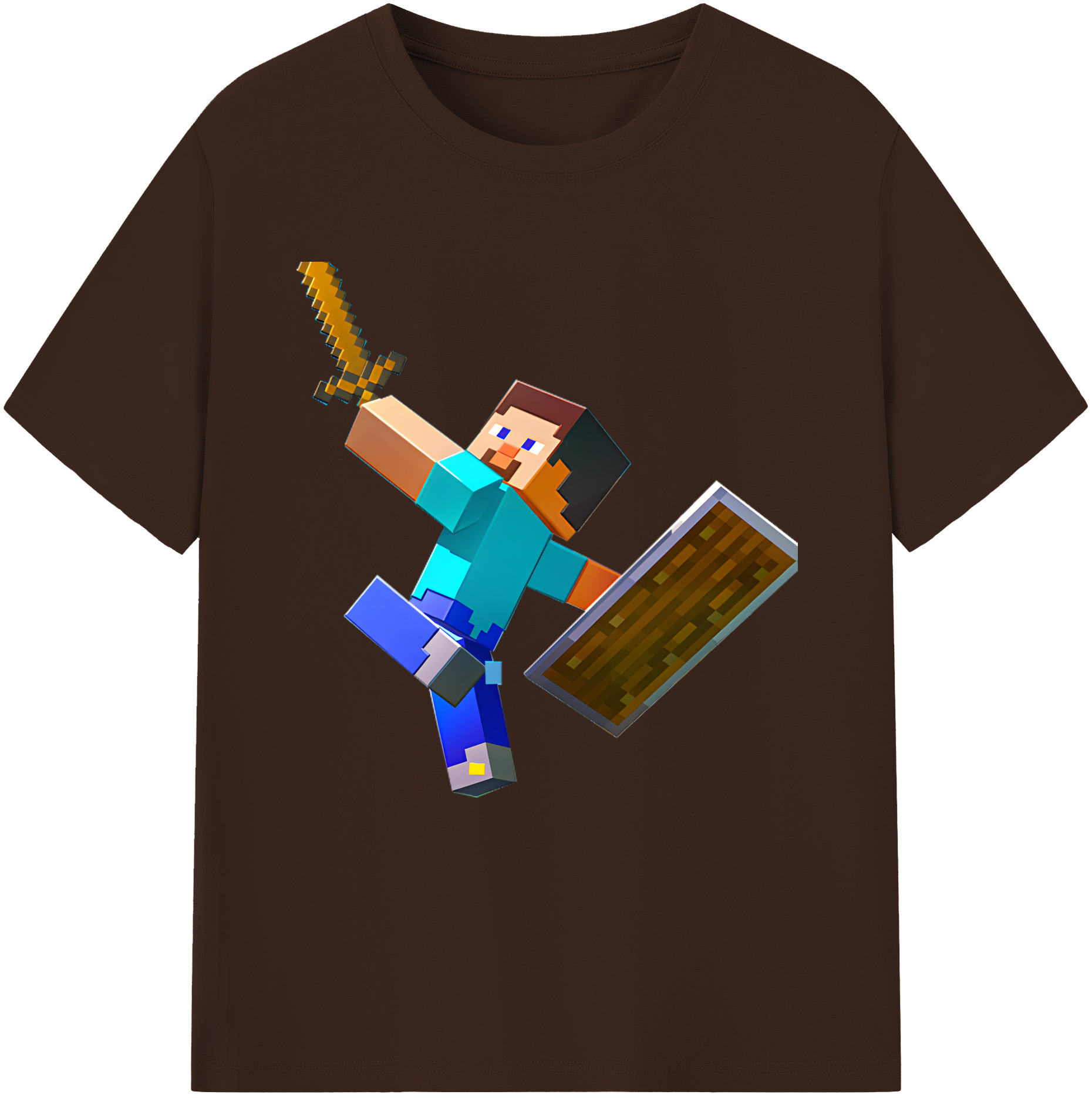 （画像用） マインクラフト ブロックの世界 Minecraft MC Block world 綿100％半袖Tシャツ（フロントプリント）