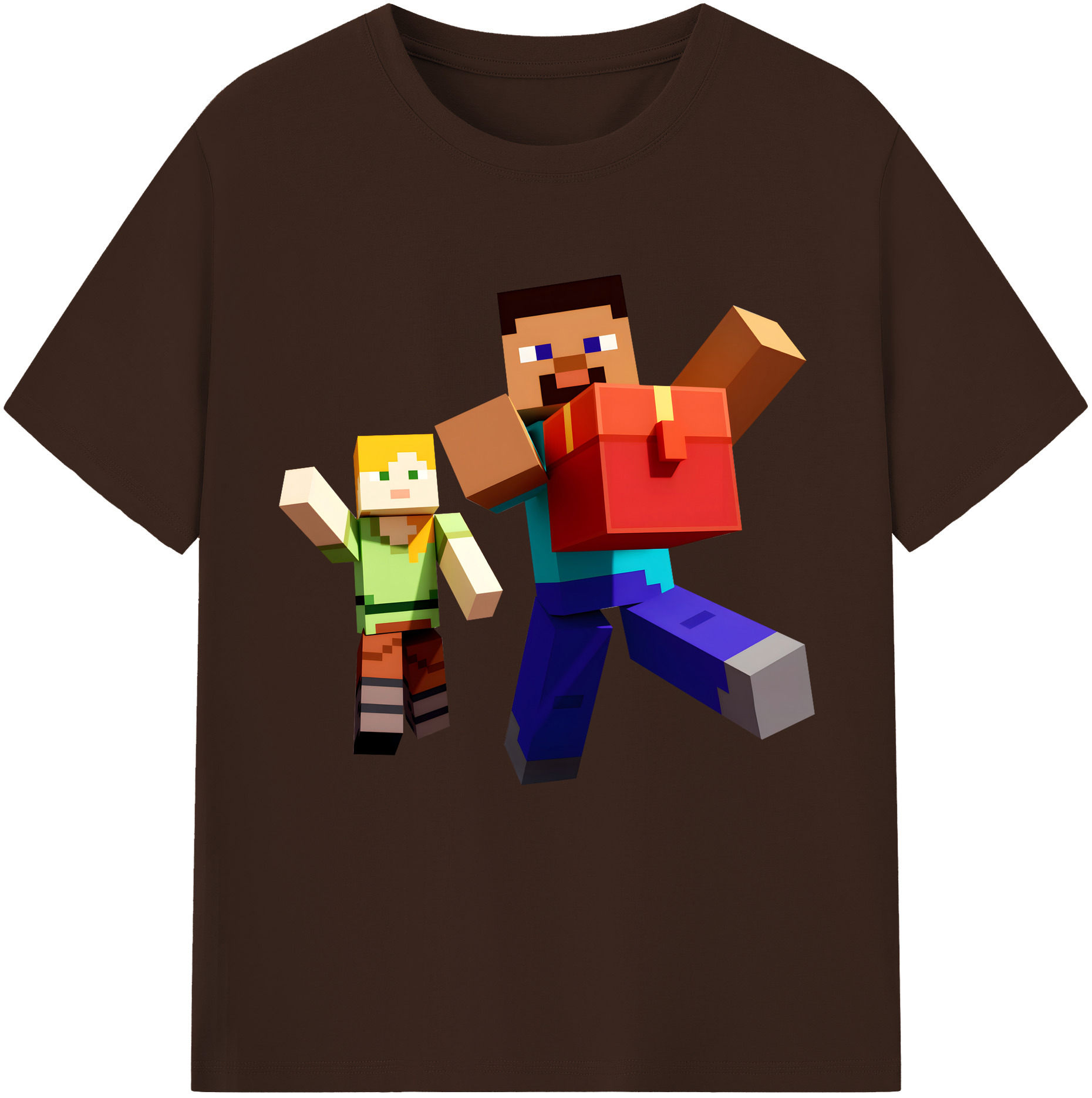（画像用） マインクラフト ブロックの世界 Minecraft MC Block world 綿100％半袖Tシャツ（フロントプリント）