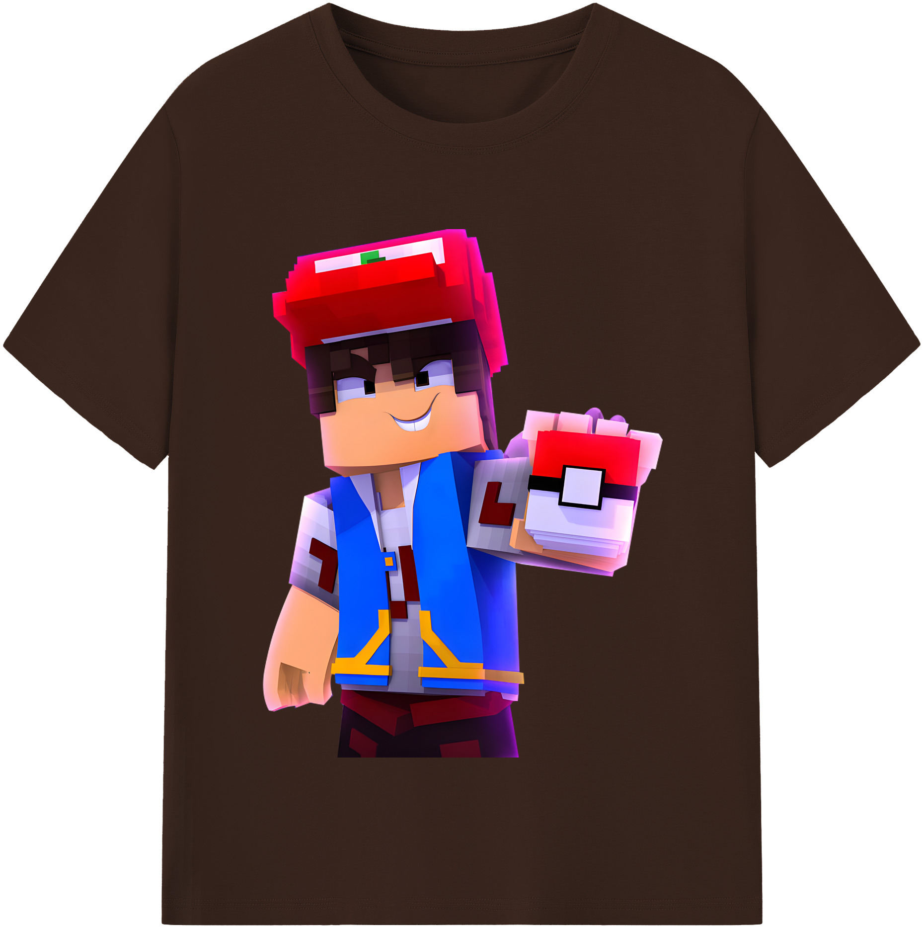 （画像用） マインクラフト ブロックの世界 Minecraft MC Block world 綿100％半袖Tシャツ（フロントプリント）