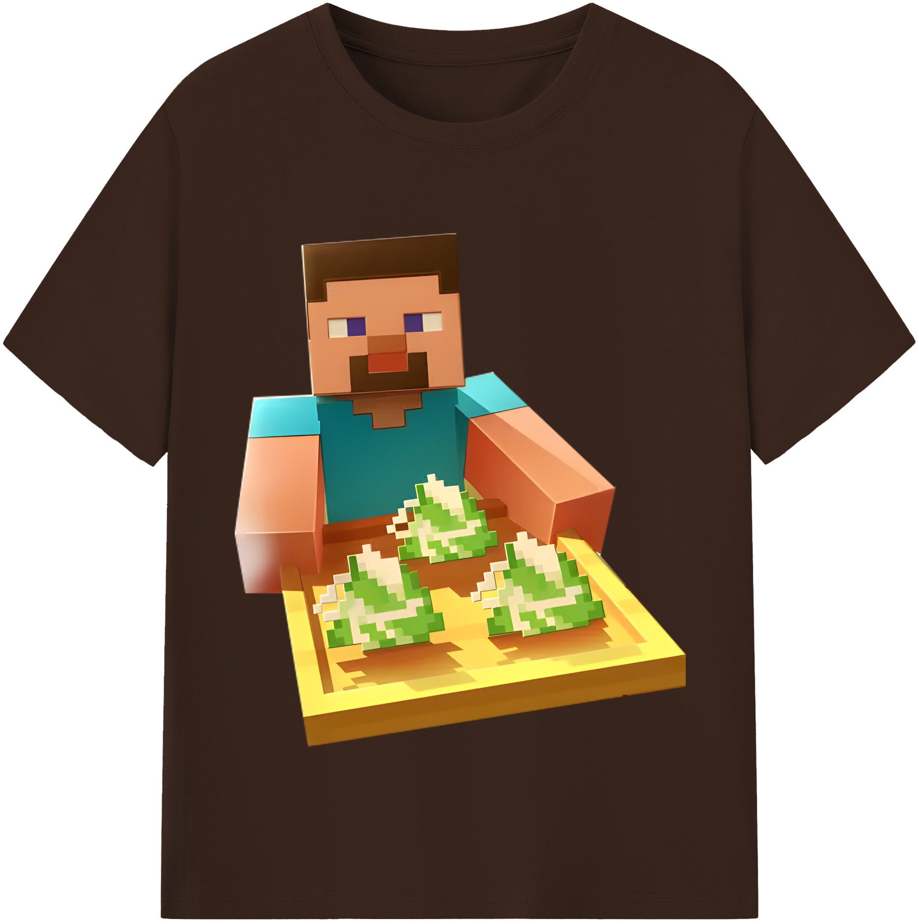（画像用） マインクラフト ブロックの世界 Minecraft MC Block world 綿100％半袖Tシャツ（フロントプリント）