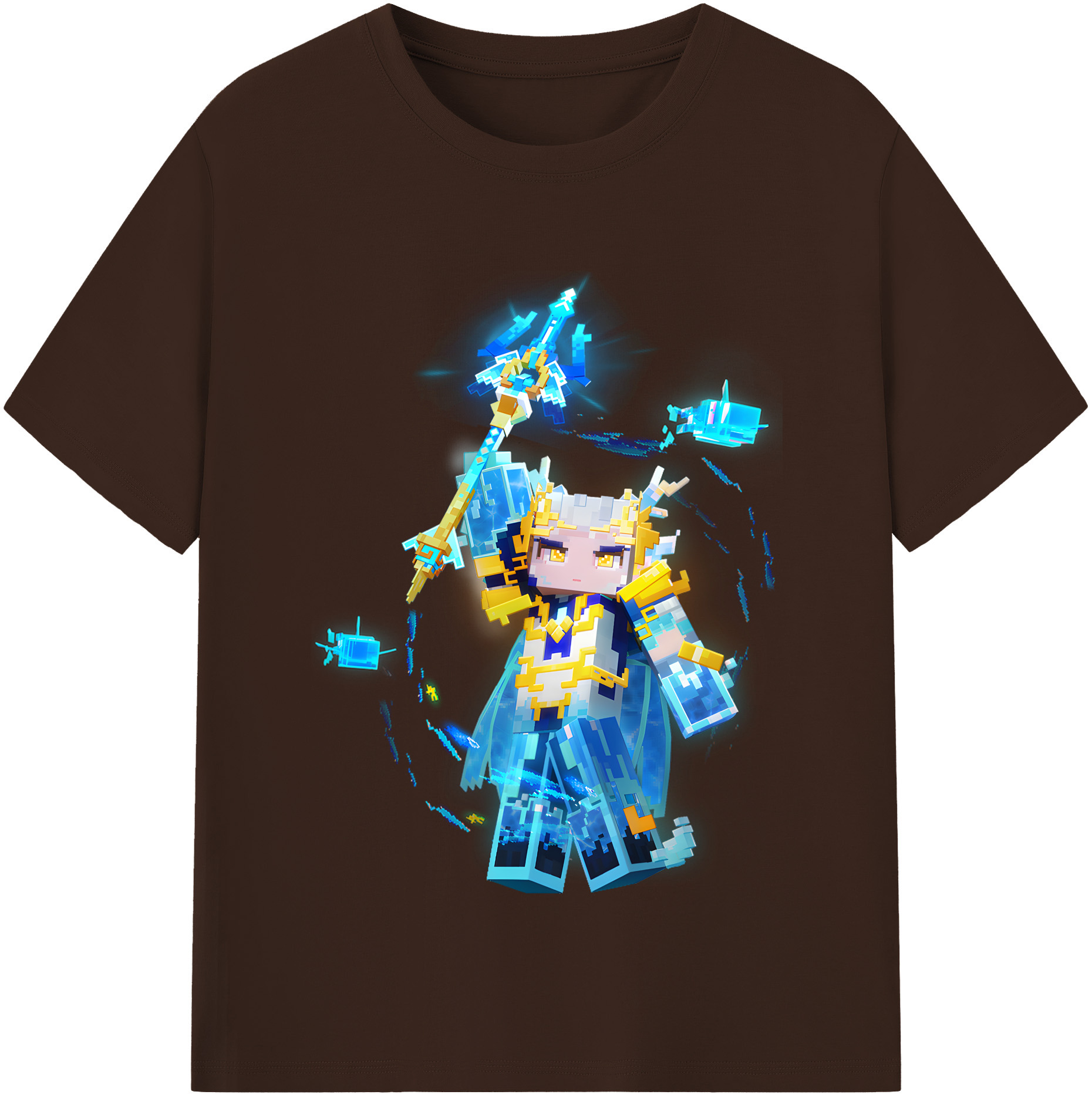 （画像用） マインクラフト ブロックの世界 Minecraft MC Block world 綿100％半袖Tシャツ（フロントプリント）