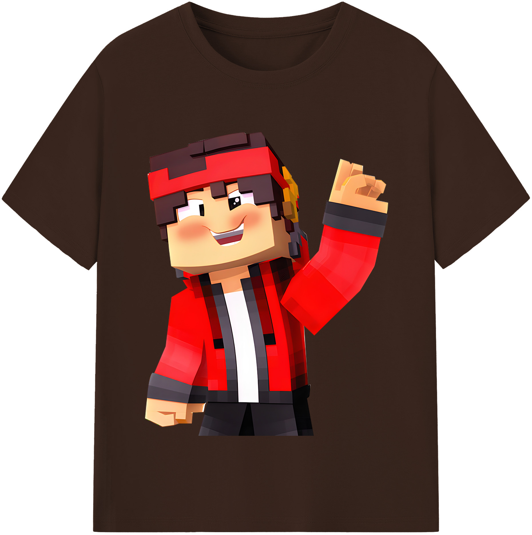 （画像用） マインクラフト ブロックの世界 Minecraft MC Block world 綿100％半袖Tシャツ（フロントプリント）