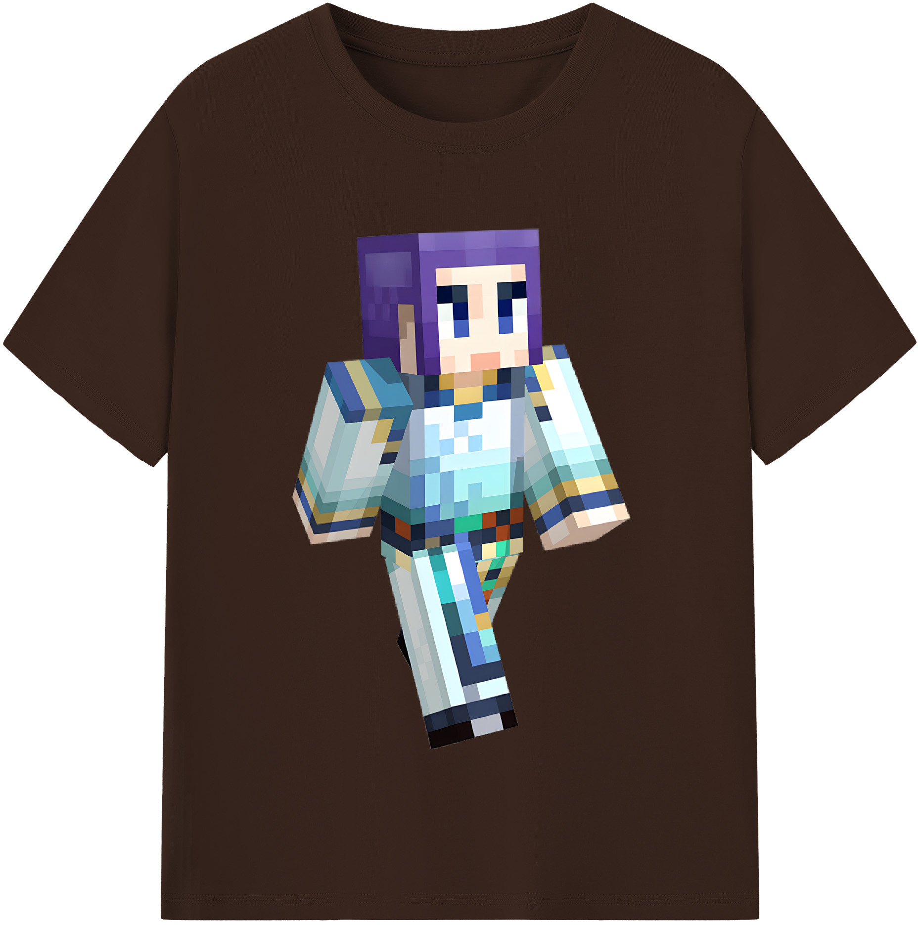 （画像用） マインクラフト ブロックの世界 Minecraft MC Block world 綿100％半袖Tシャツ（フロントプリント）