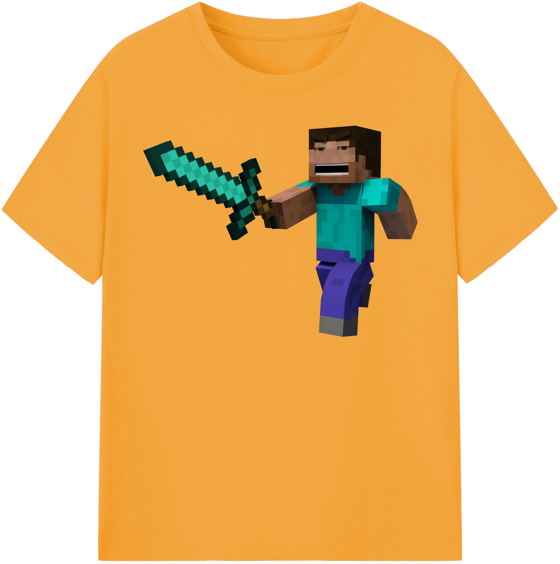 （画像用） マインクラフト ブロックの世界 Minecraft MC Block world 綿100％半袖Tシャツ（フロントプリント）