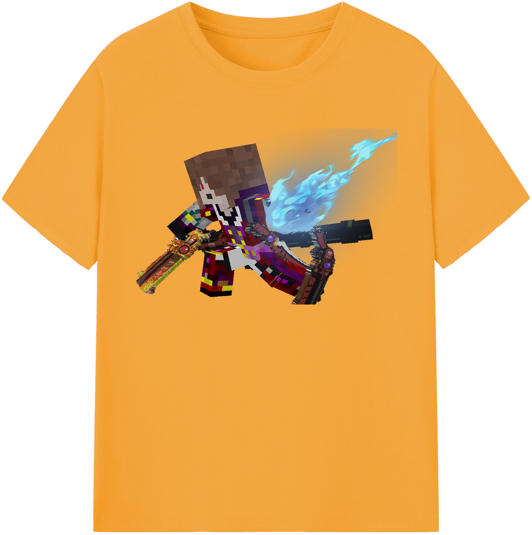 （画像用） マインクラフト ブロックの世界 Minecraft MC Block world 綿100％半袖Tシャツ（フロントプリント）