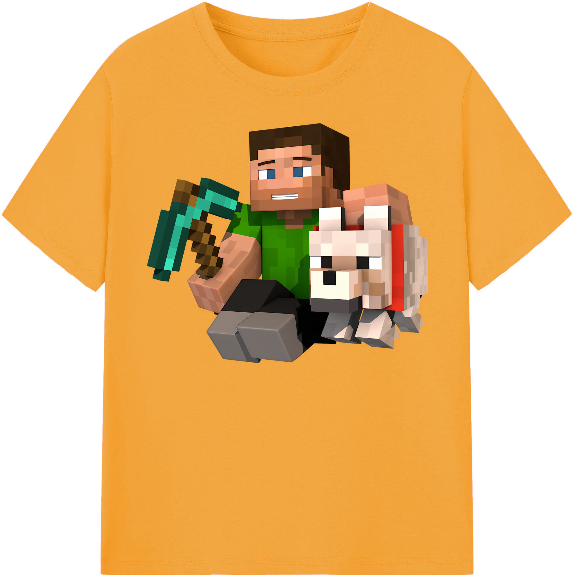 （画像用） マインクラフト ブロックの世界 Minecraft MC Block world 綿100％半袖Tシャツ（フロントプリント）