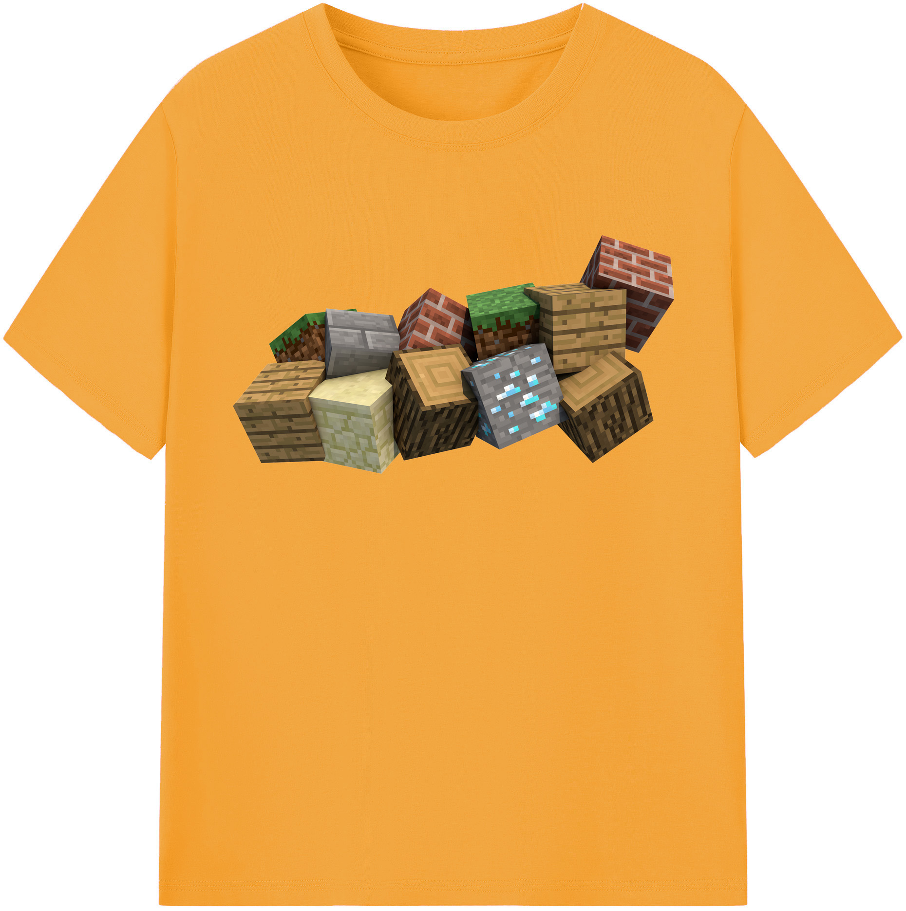 （画像用） マインクラフト ブロックの世界 Minecraft MC Block world 綿100％半袖Tシャツ（フロントプリント）