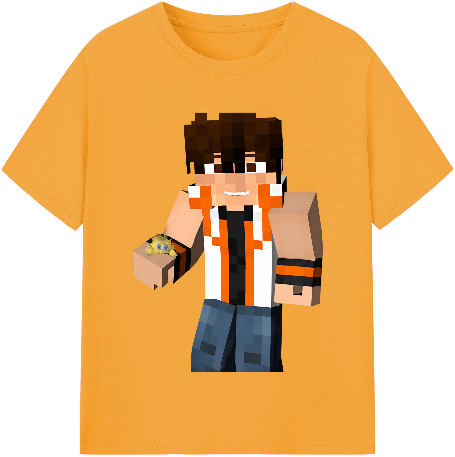 （画像用） マインクラフト ブロックの世界 Minecraft MC Block world 綿100％半袖Tシャツ（フロントプリント）