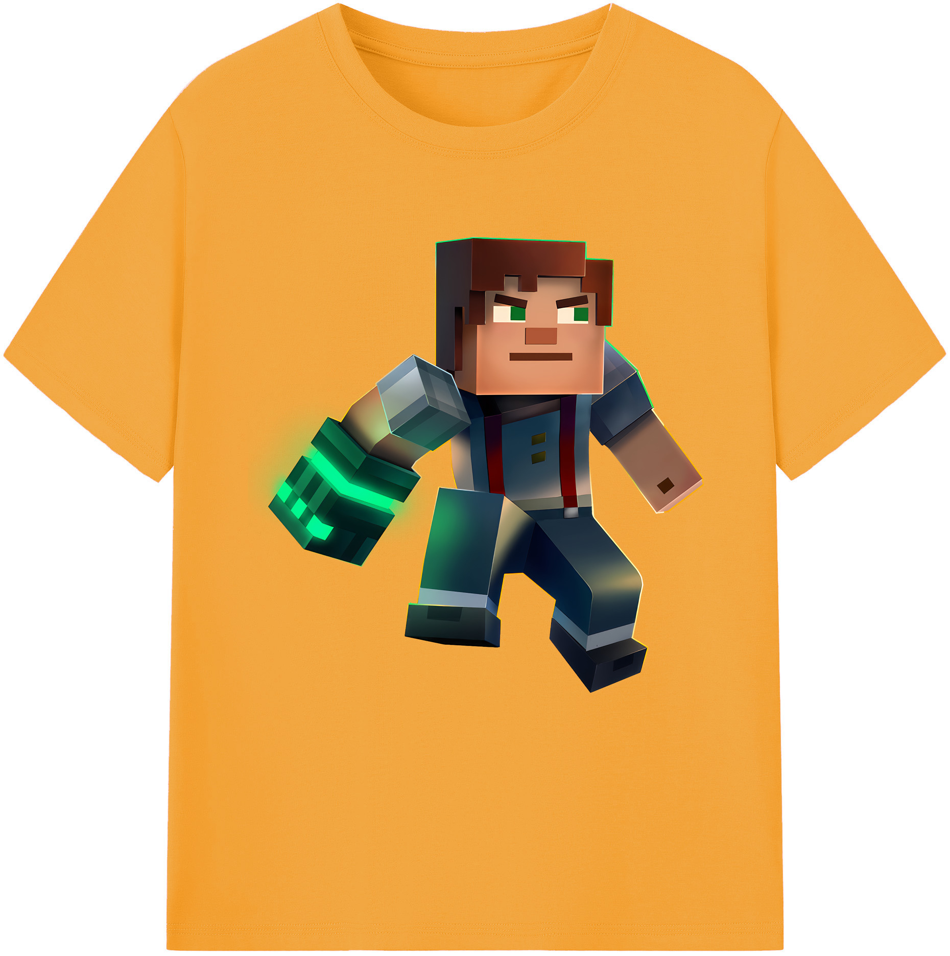 （画像用） マインクラフト ブロックの世界 Minecraft MC Block world 綿100％半袖Tシャツ（フロントプリント）