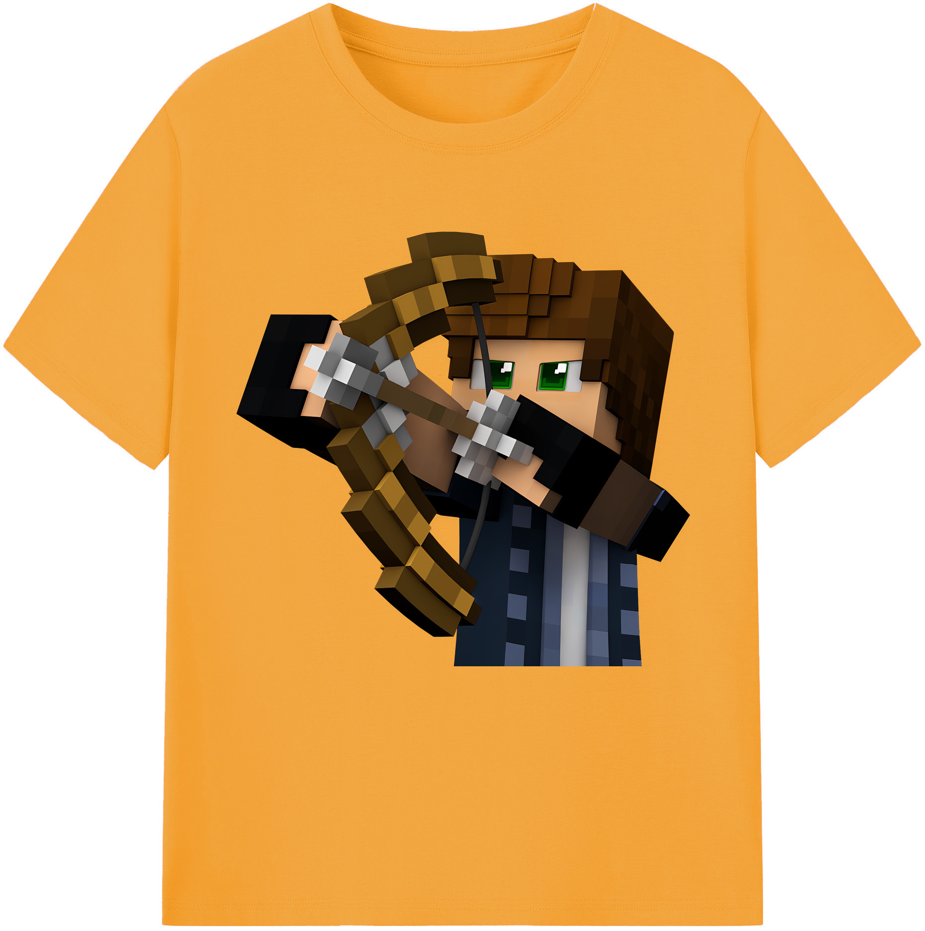 （画像用） マインクラフト ブロックの世界 Minecraft MC Block world 綿100％半袖Tシャツ（フロントプリント）