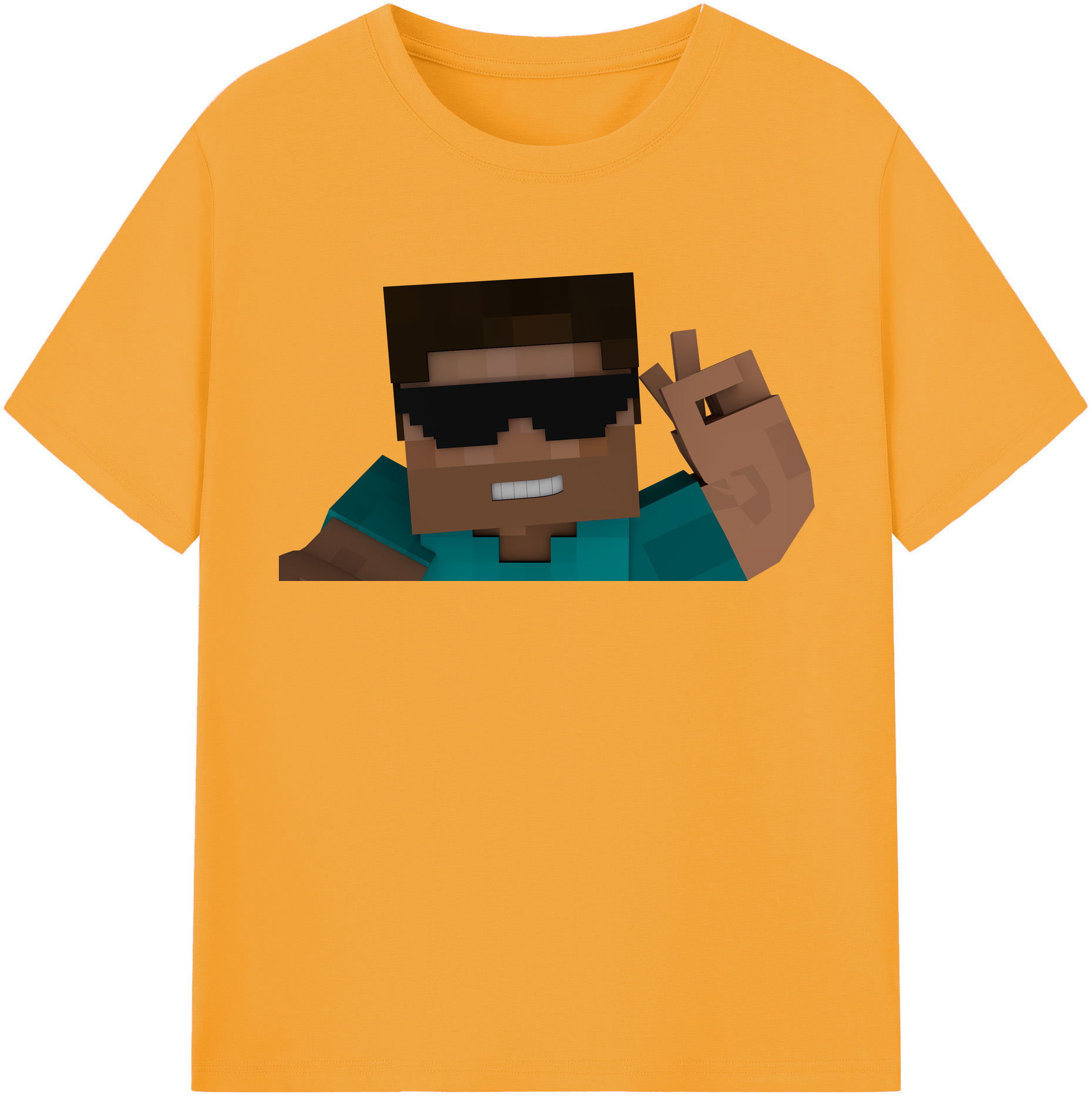 （画像用） マインクラフト ブロックの世界 Minecraft MC Block world 綿100％半袖Tシャツ（フロントプリント）