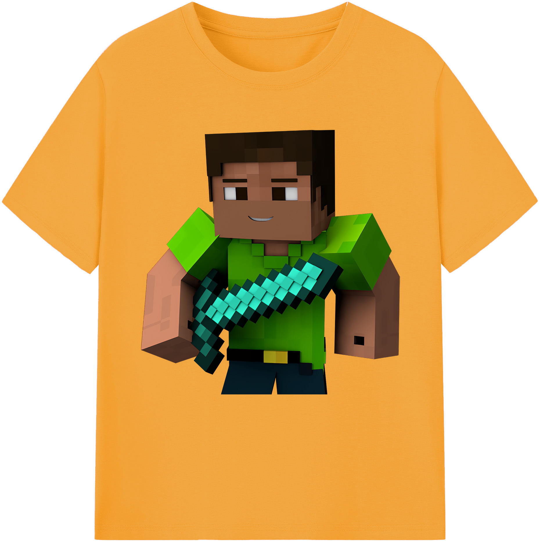 （画像用） マインクラフト ブロックの世界 Minecraft MC Block world 綿100％半袖Tシャツ（フロントプリント）
