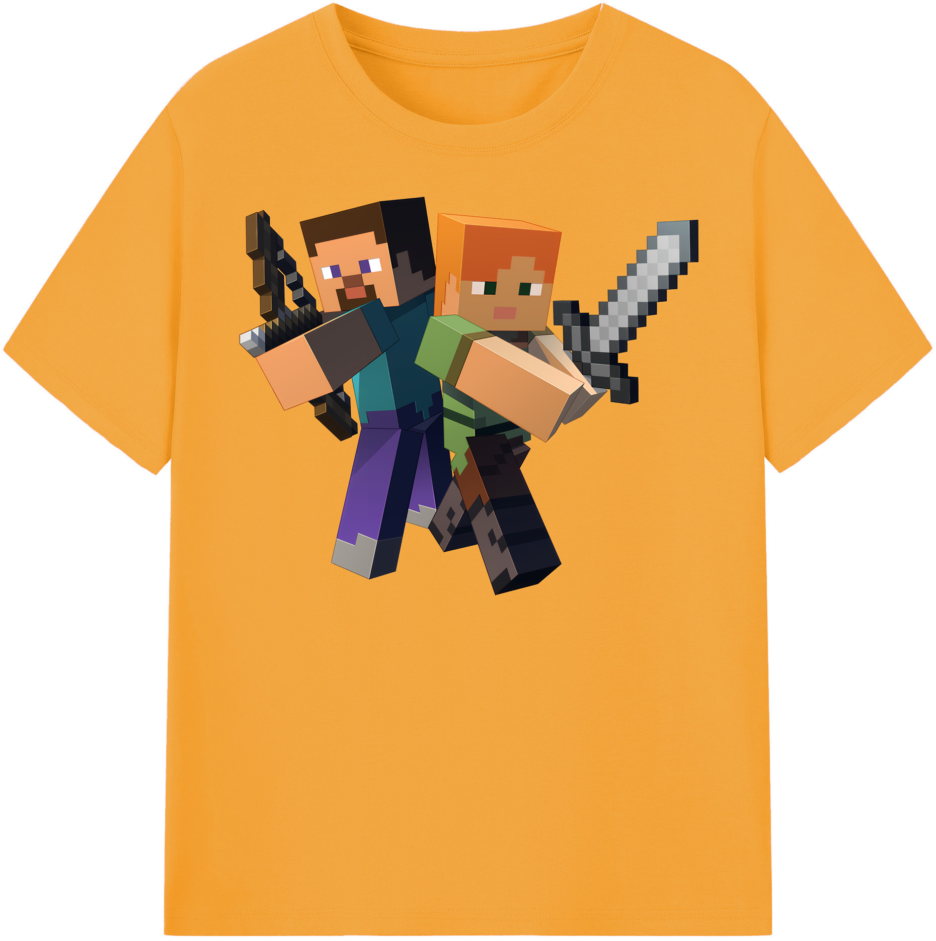 （画像用） マインクラフト ブロックの世界 Minecraft MC Block world 綿100％半袖Tシャツ（フロントプリント）