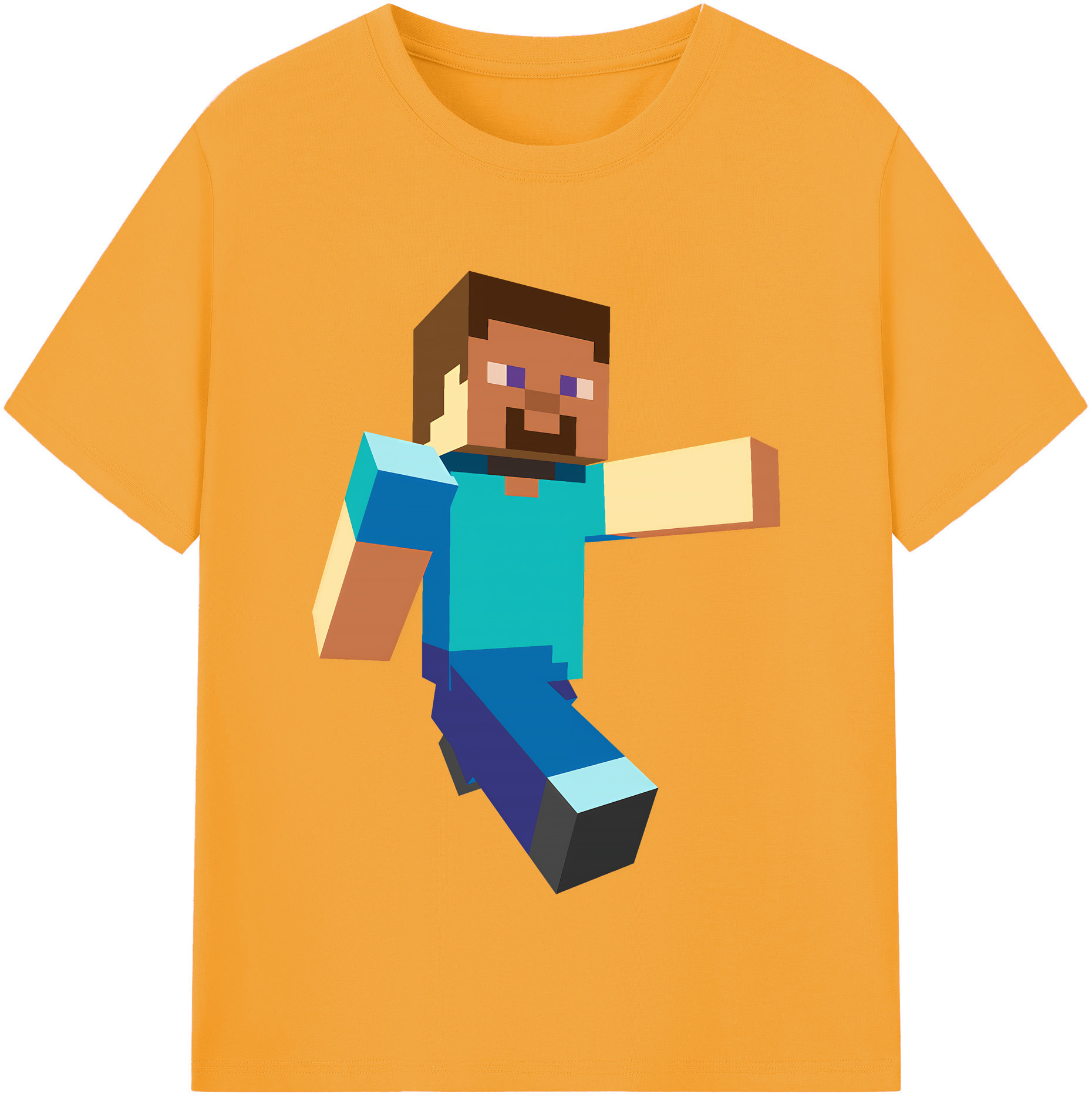 （画像用） マインクラフト ブロックの世界 Minecraft MC Block world 綿100％半袖Tシャツ（フロントプリント）