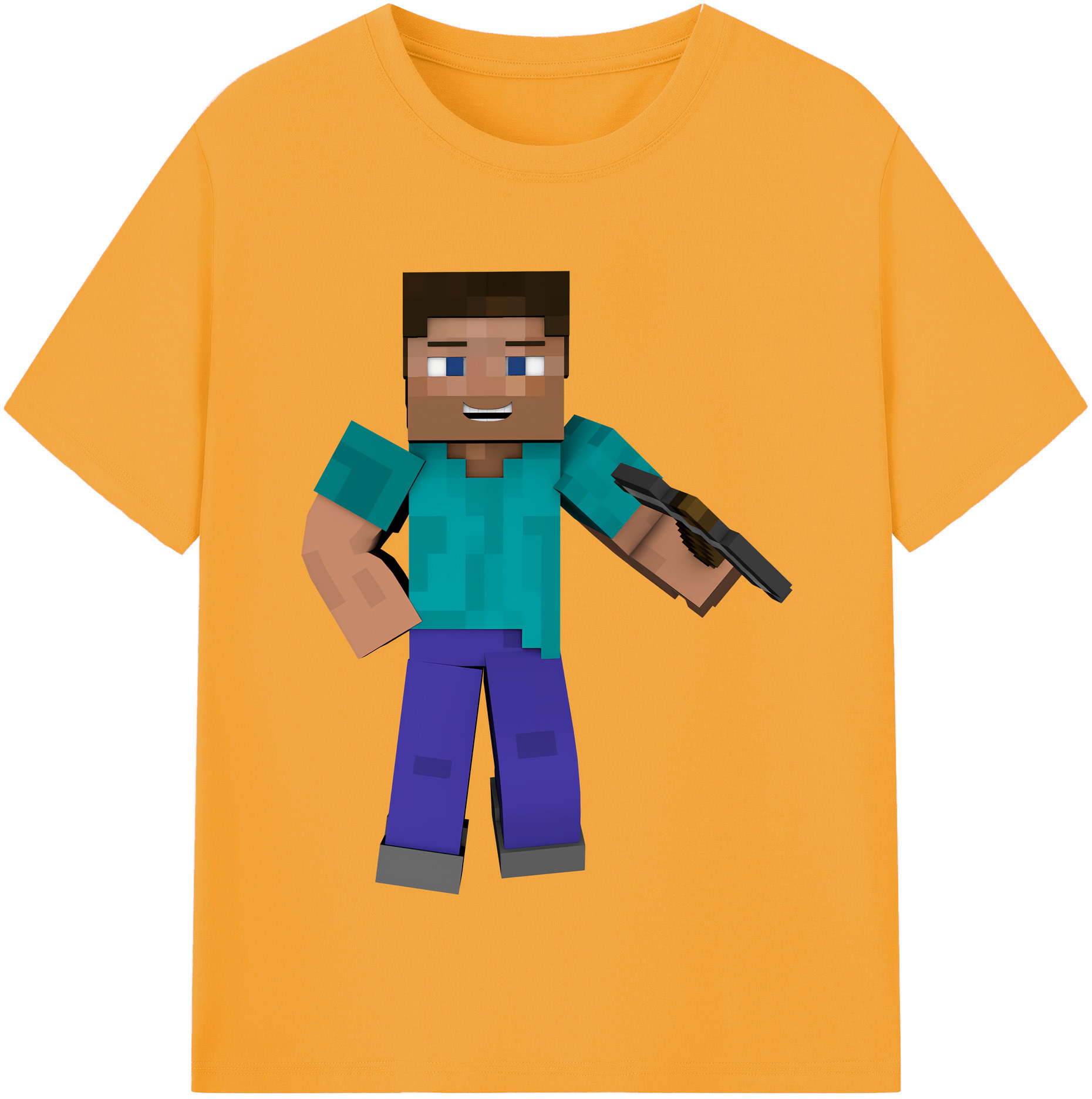 （画像用） マインクラフト ブロックの世界 Minecraft MC Block world 綿100％半袖Tシャツ（フロントプリント）