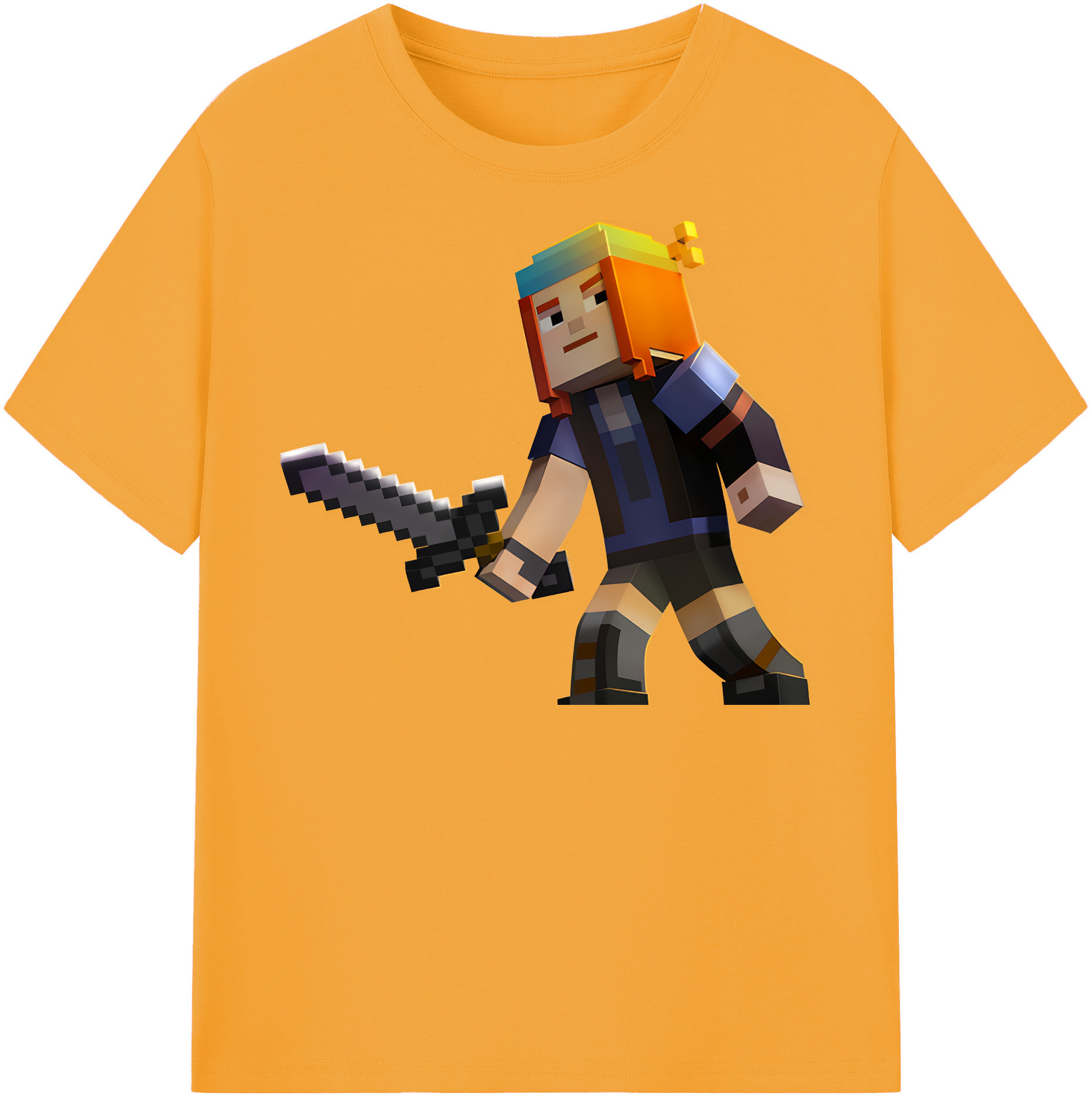 （画像用） マインクラフト ブロックの世界 Minecraft MC Block world 綿100％半袖Tシャツ（フロントプリント）