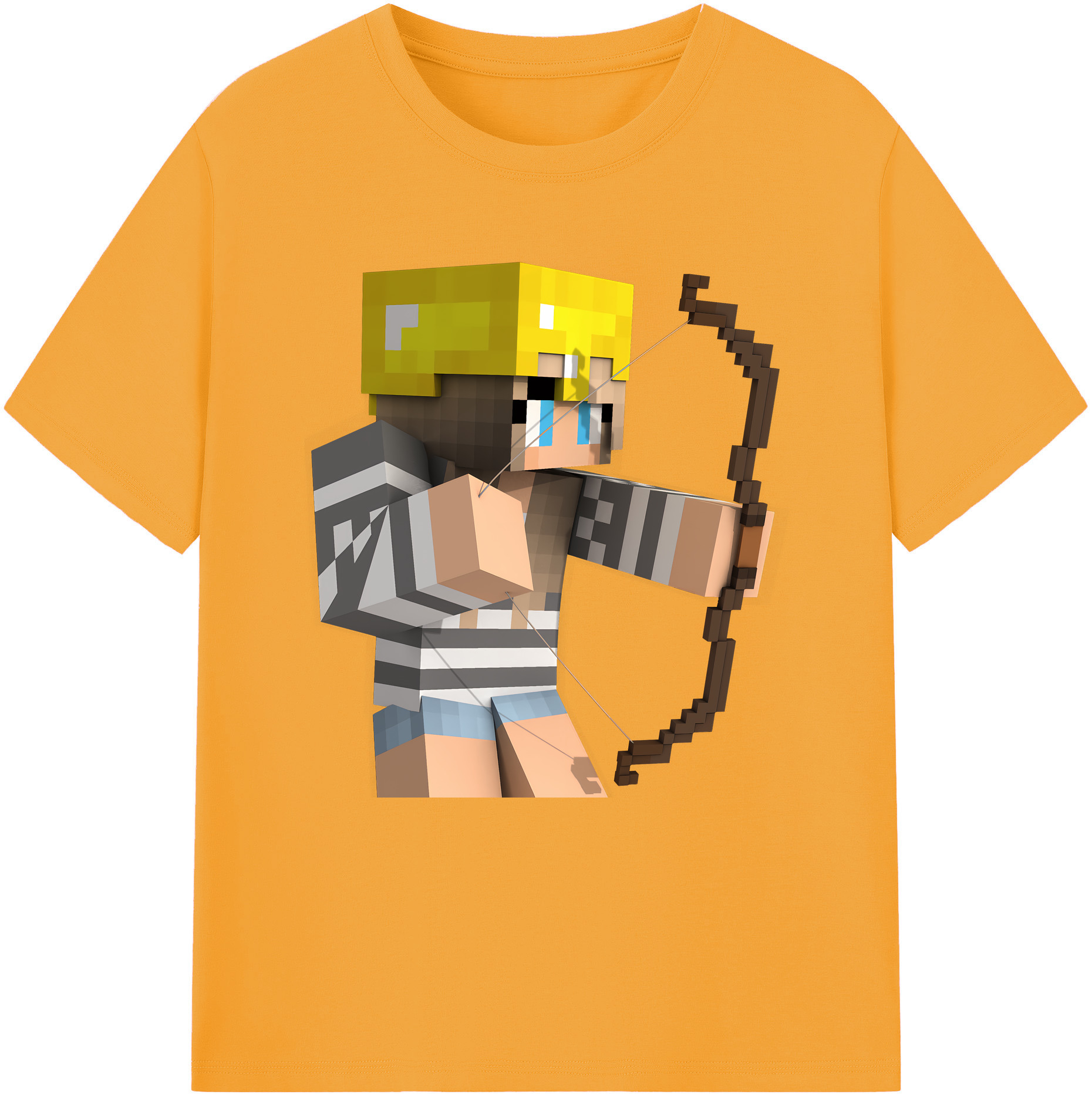 （画像用） マインクラフト ブロックの世界 Minecraft MC Block world 綿100％半袖Tシャツ（フロントプリント）