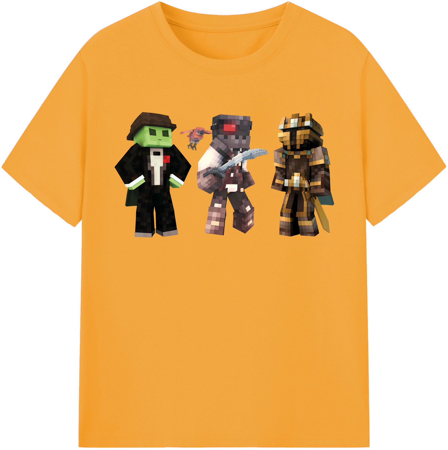 （画像用） マインクラフト ブロックの世界 Minecraft MC Block world 綿100％半袖Tシャツ（フロントプリント）