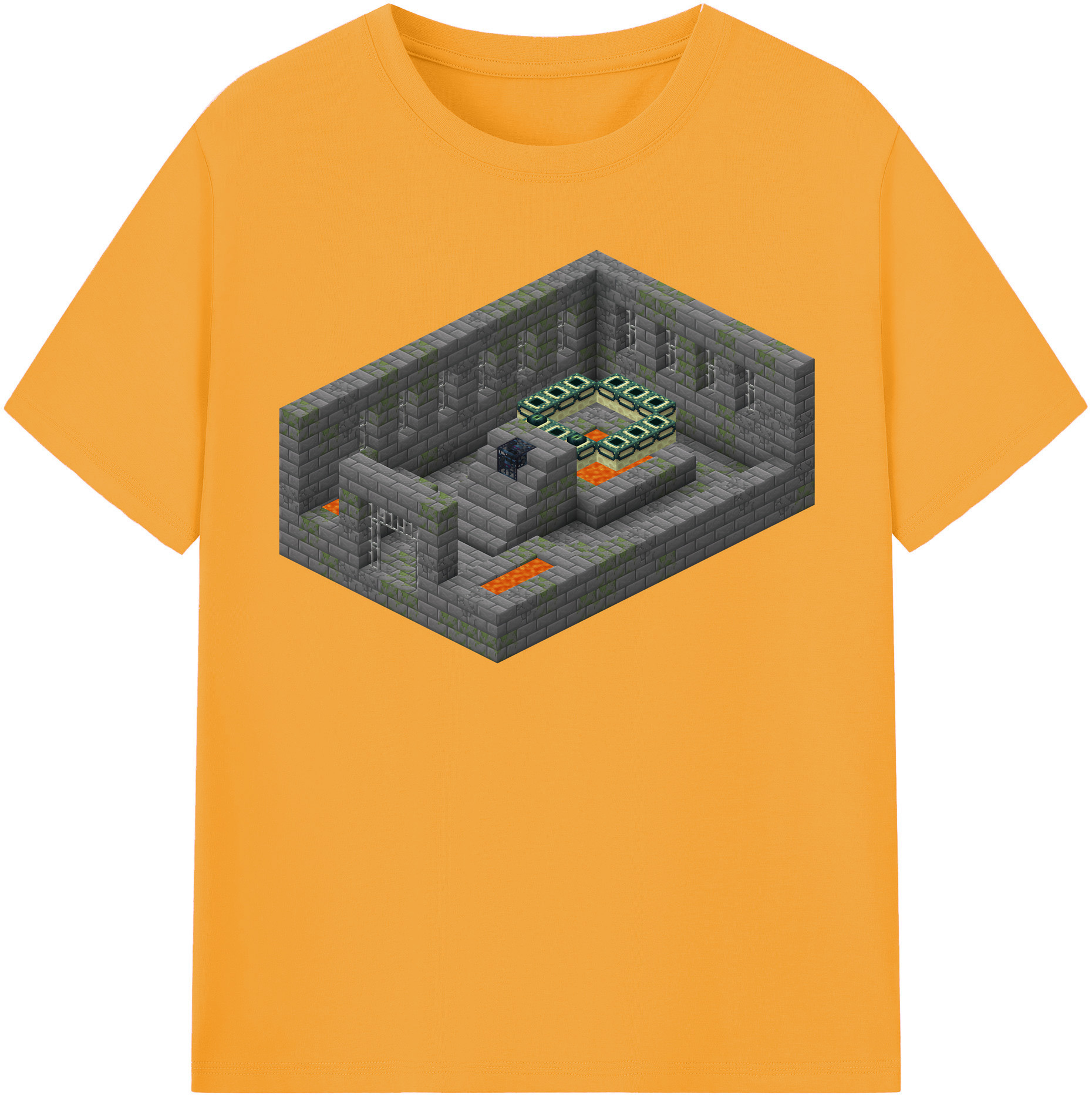 （画像用） マインクラフト ブロックの世界 Minecraft MC Block world 綿100％半袖Tシャツ（フロントプリント）