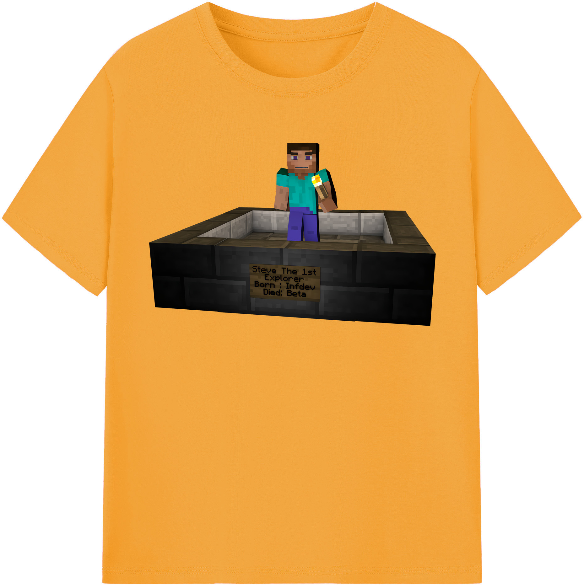 （画像用） マインクラフト ブロックの世界 Minecraft MC Block world 綿100％半袖Tシャツ（フロントプリント）
