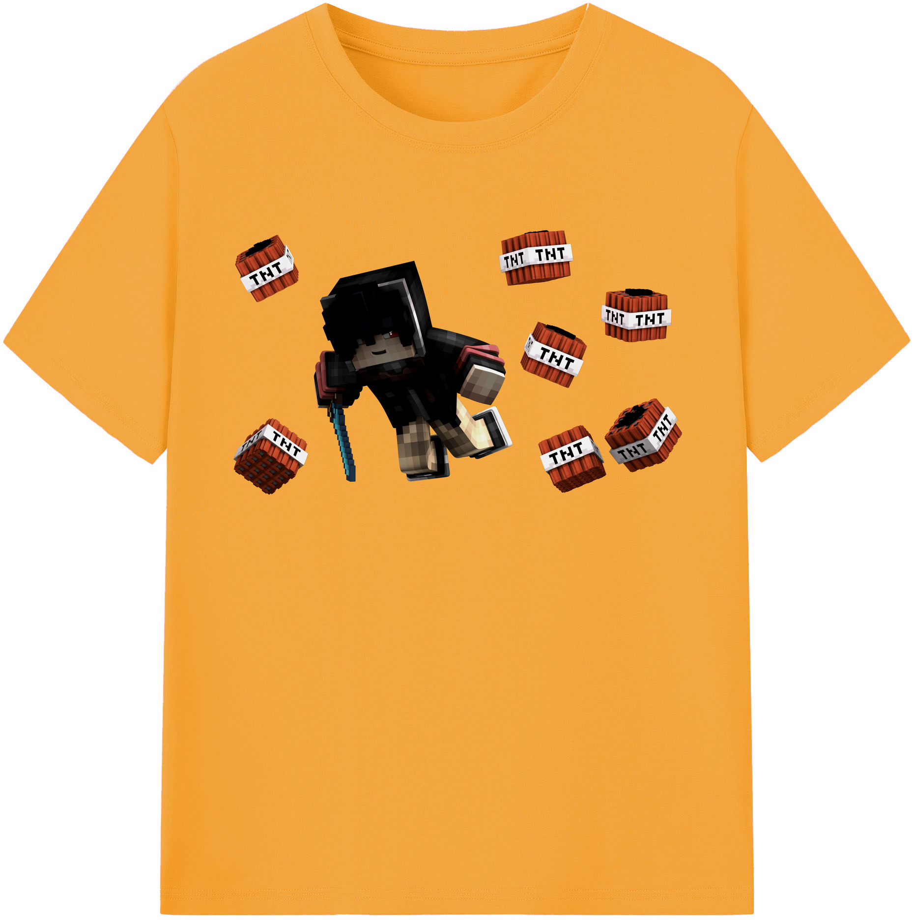 （画像用） マインクラフト ブロックの世界 Minecraft MC Block world 綿100％半袖Tシャツ（フロントプリント）