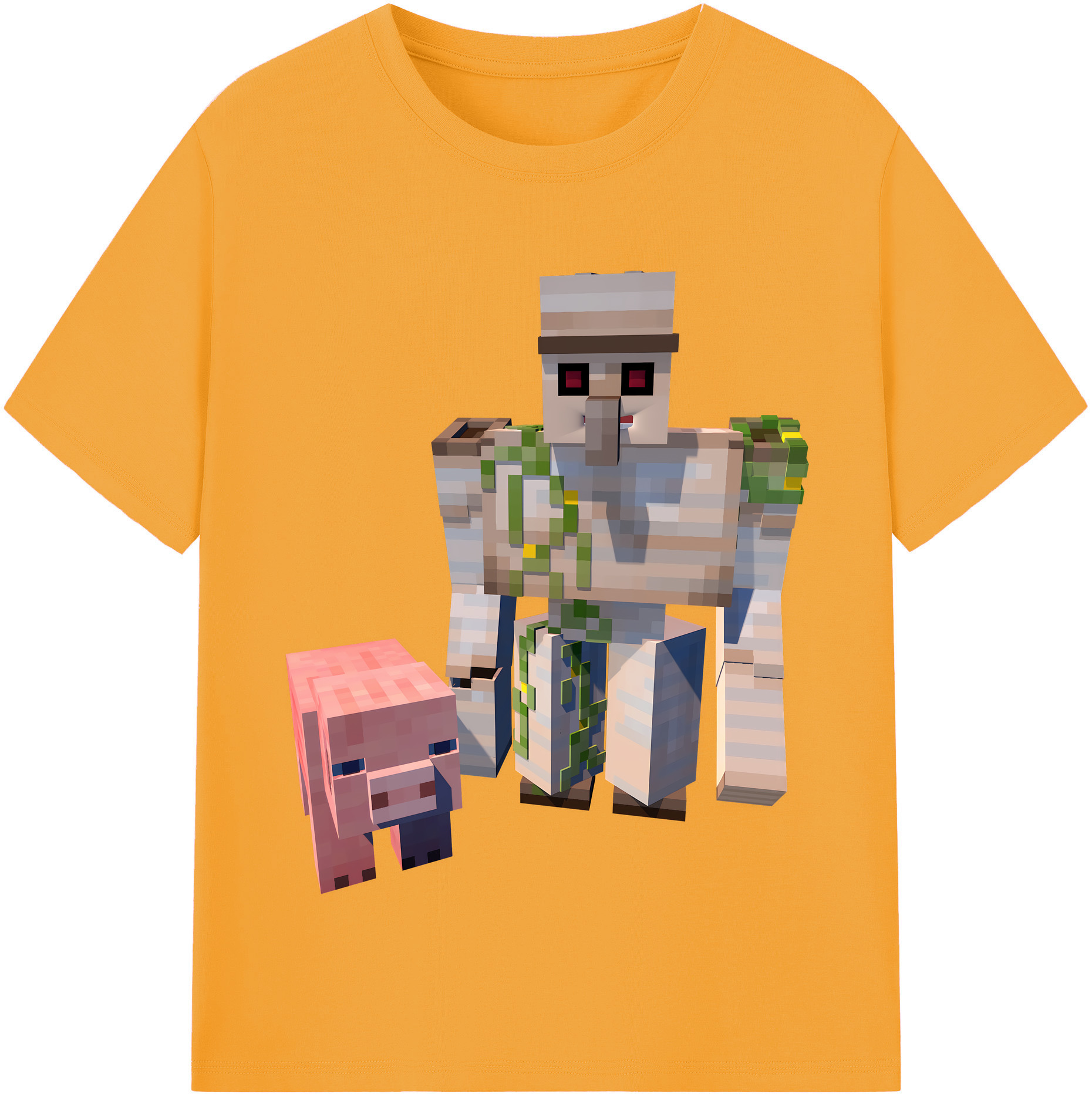 （画像用） マインクラフト ブロックの世界 Minecraft MC Block world 綿100％半袖Tシャツ（フロントプリント）