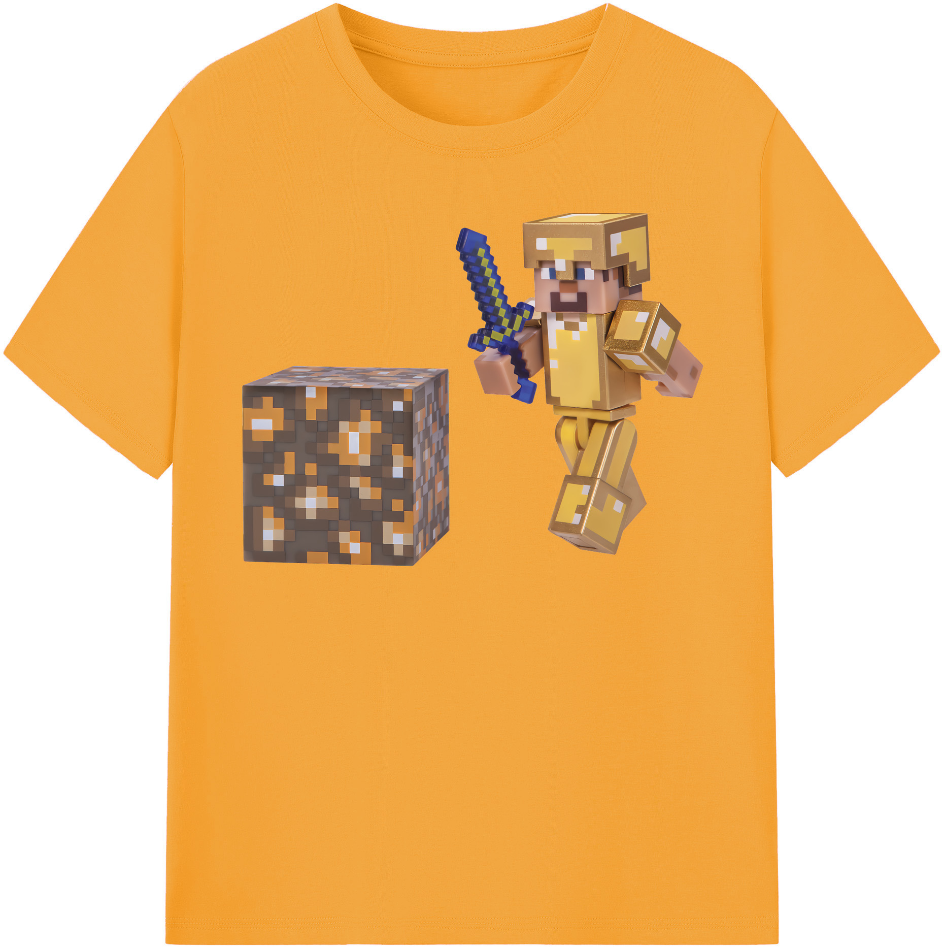 （画像用） マインクラフト ブロックの世界 Minecraft MC Block world 綿100％半袖Tシャツ（フロントプリント）